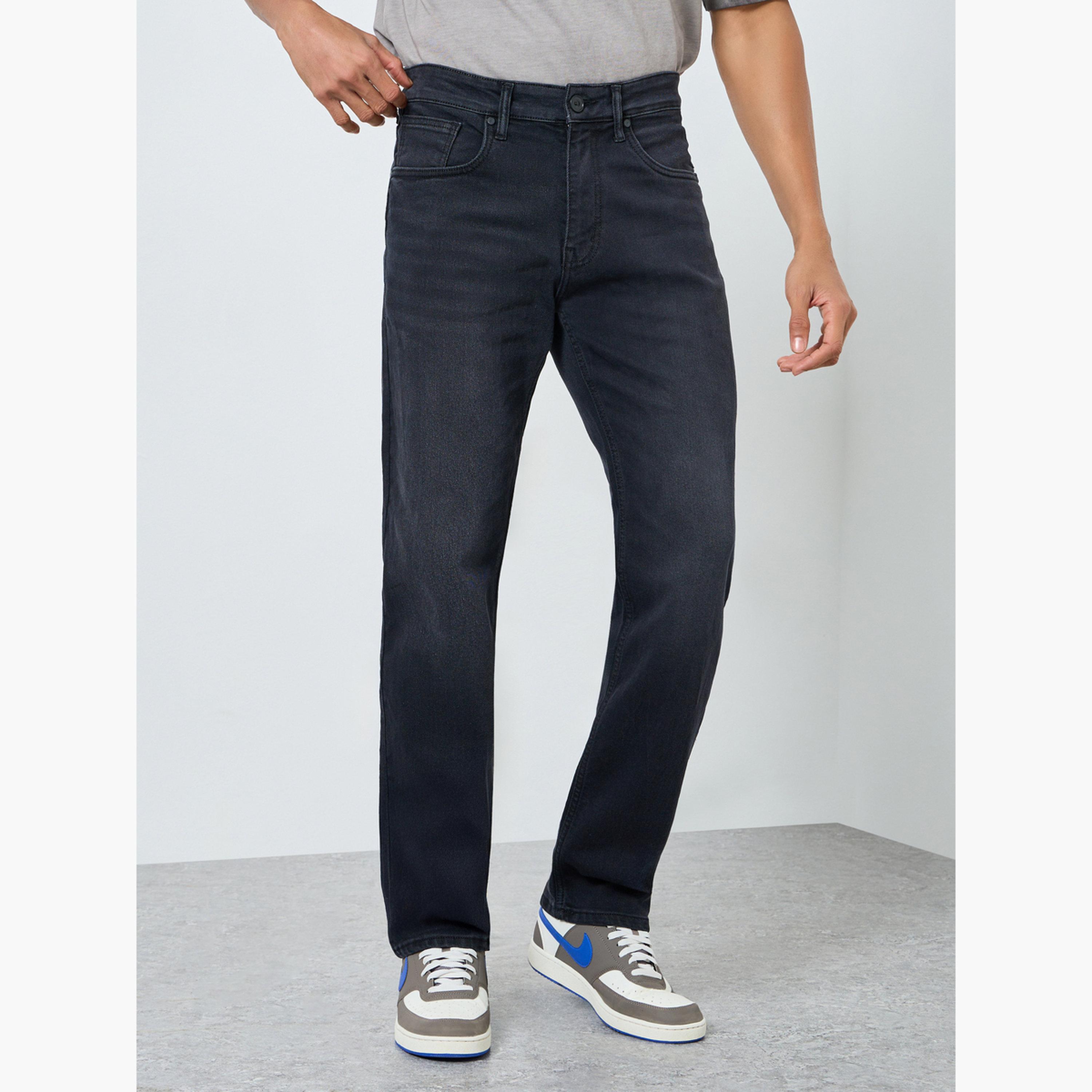 Styli Men Monochrome Washed Relaxed Fit Jeans-men-clothing-bottoms-jeans-image-1