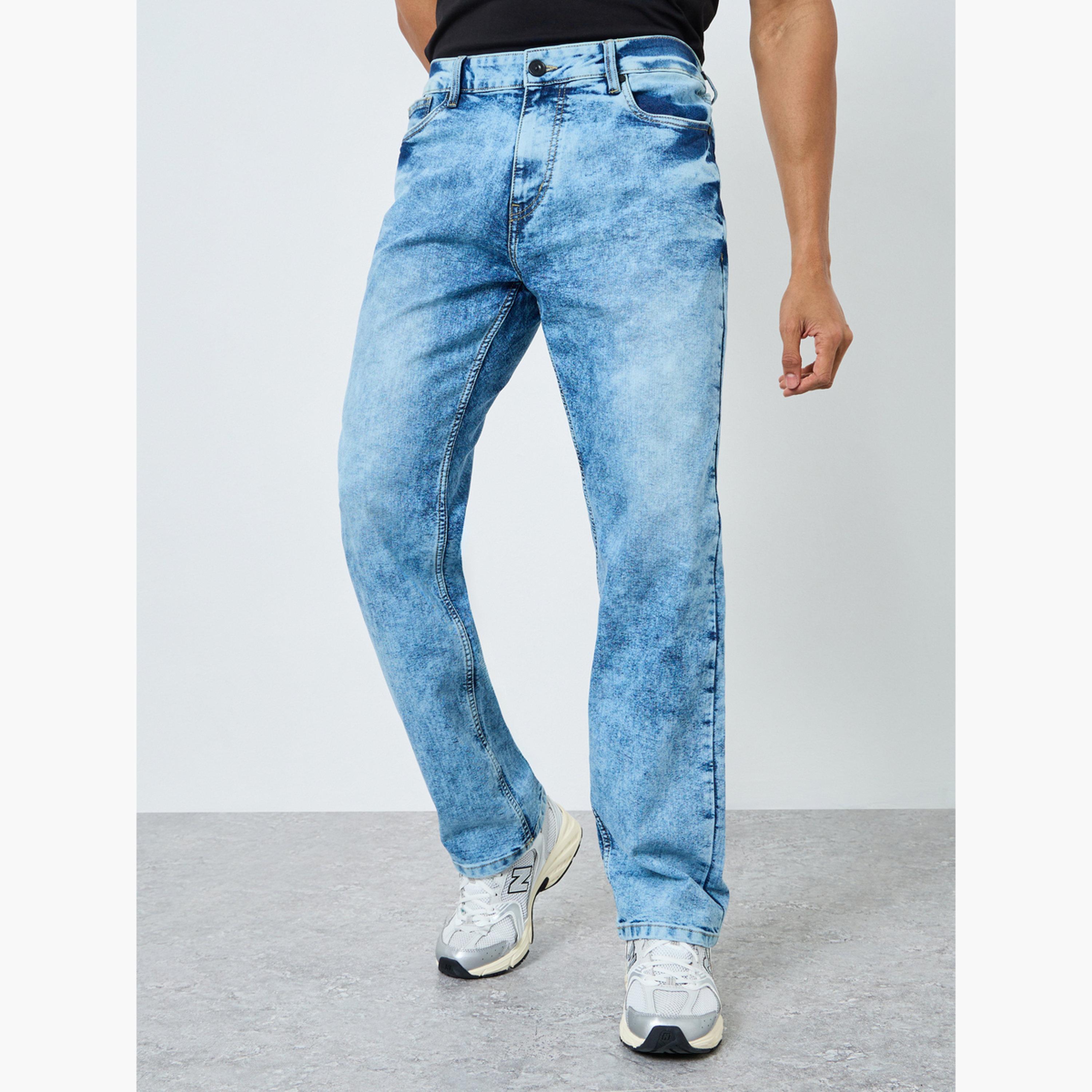 Styli Men Light Blue Mid-Wash Relaxed Fit Jeans-men-clothing-bottoms-jeans-image-1