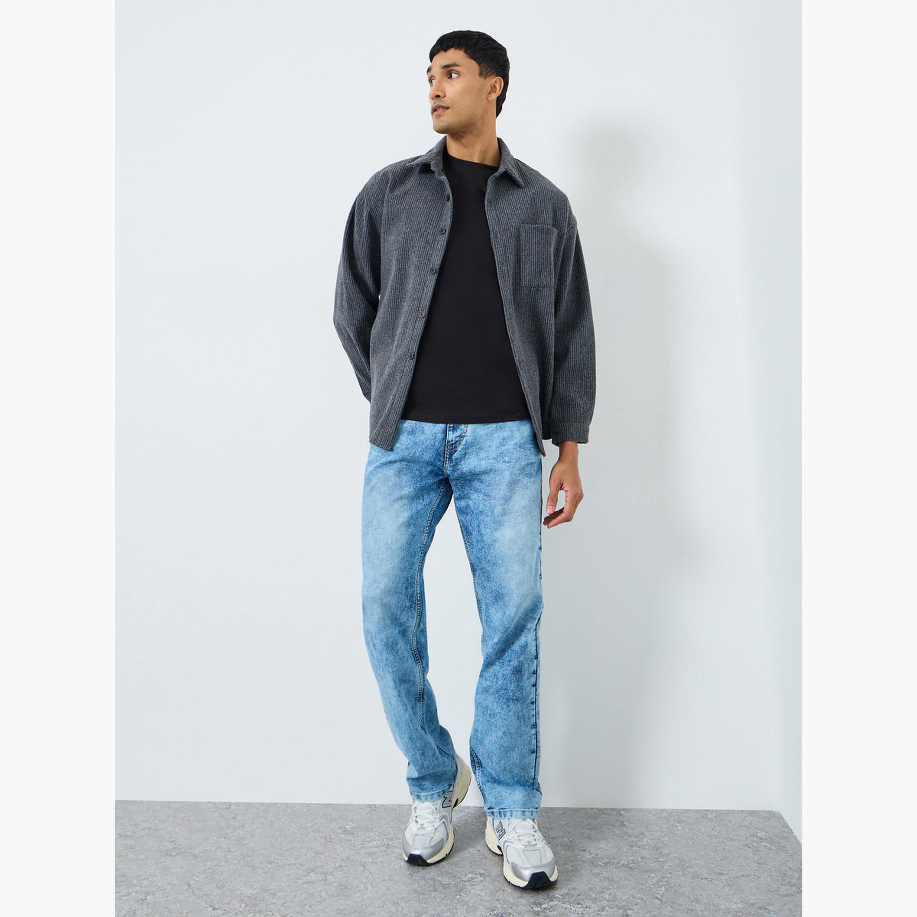جينز بغسيل متوسط وقصة مريحة للرجال-men-clothing-bottoms-jeans-image-2