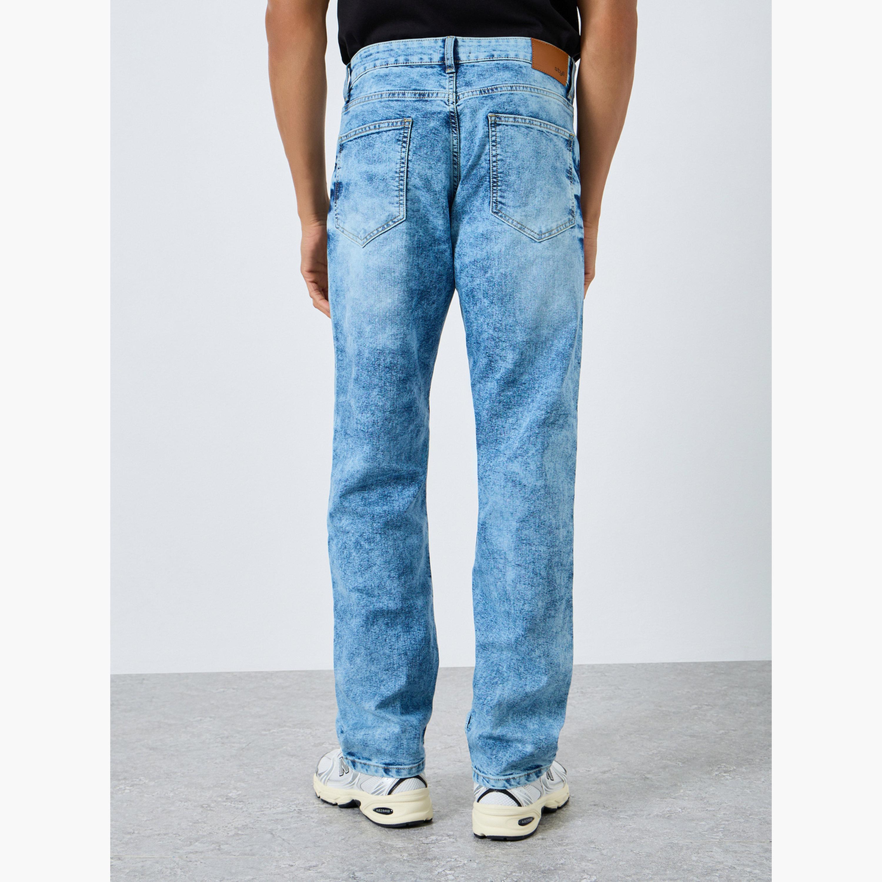Styli Men Light Blue Mid-Wash Relaxed Fit Jeans-men-clothing-bottoms-jeans-image-4