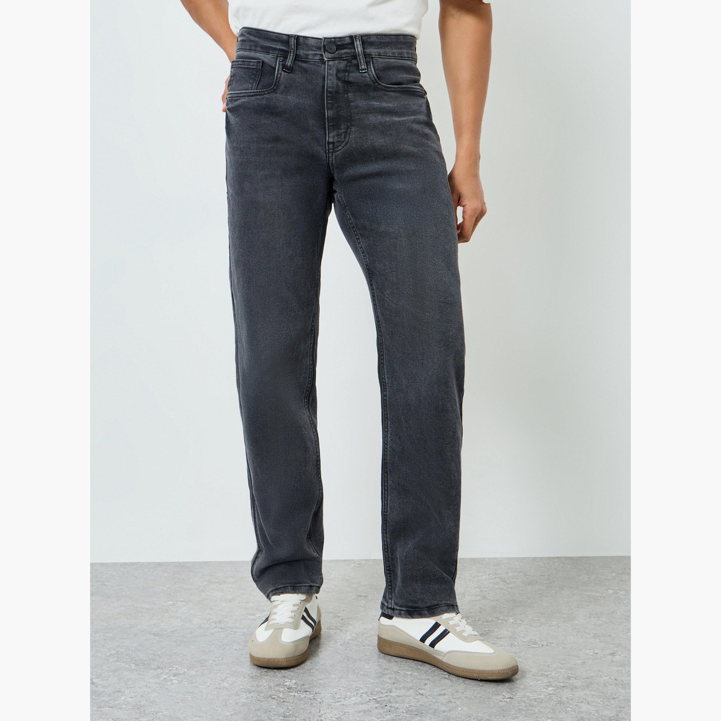 جينز رجالي مريح بخصر متوسط وتأثير باهت-men-clothing-bottoms-jeans-image-1