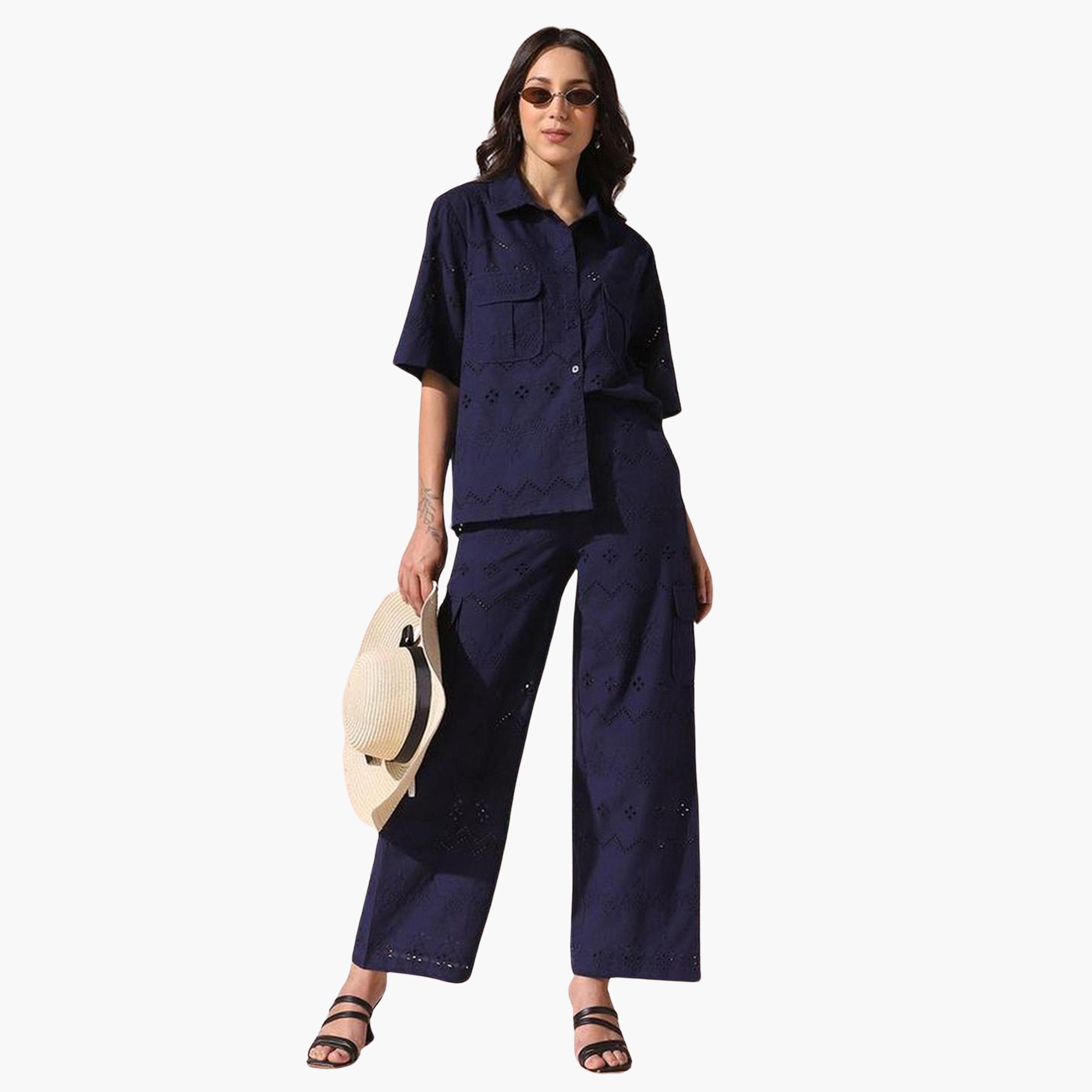 دينيس لينغو - قميص وبنطال قطني شيفلي-women-clothing-coordsets-image-1
