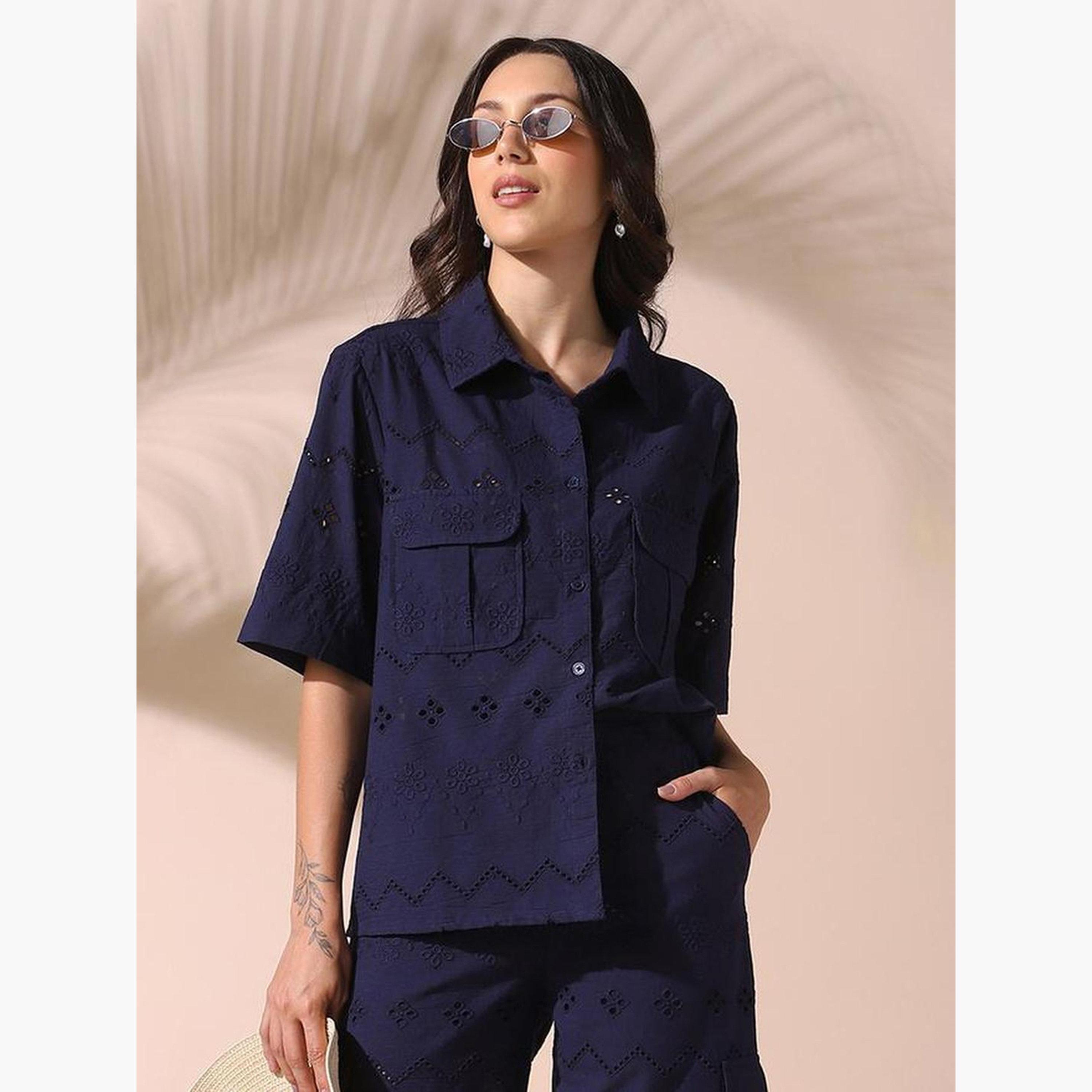 دينيس لينغو - قميص وبنطال قطني شيفلي-women-clothing-coordsets-image-2