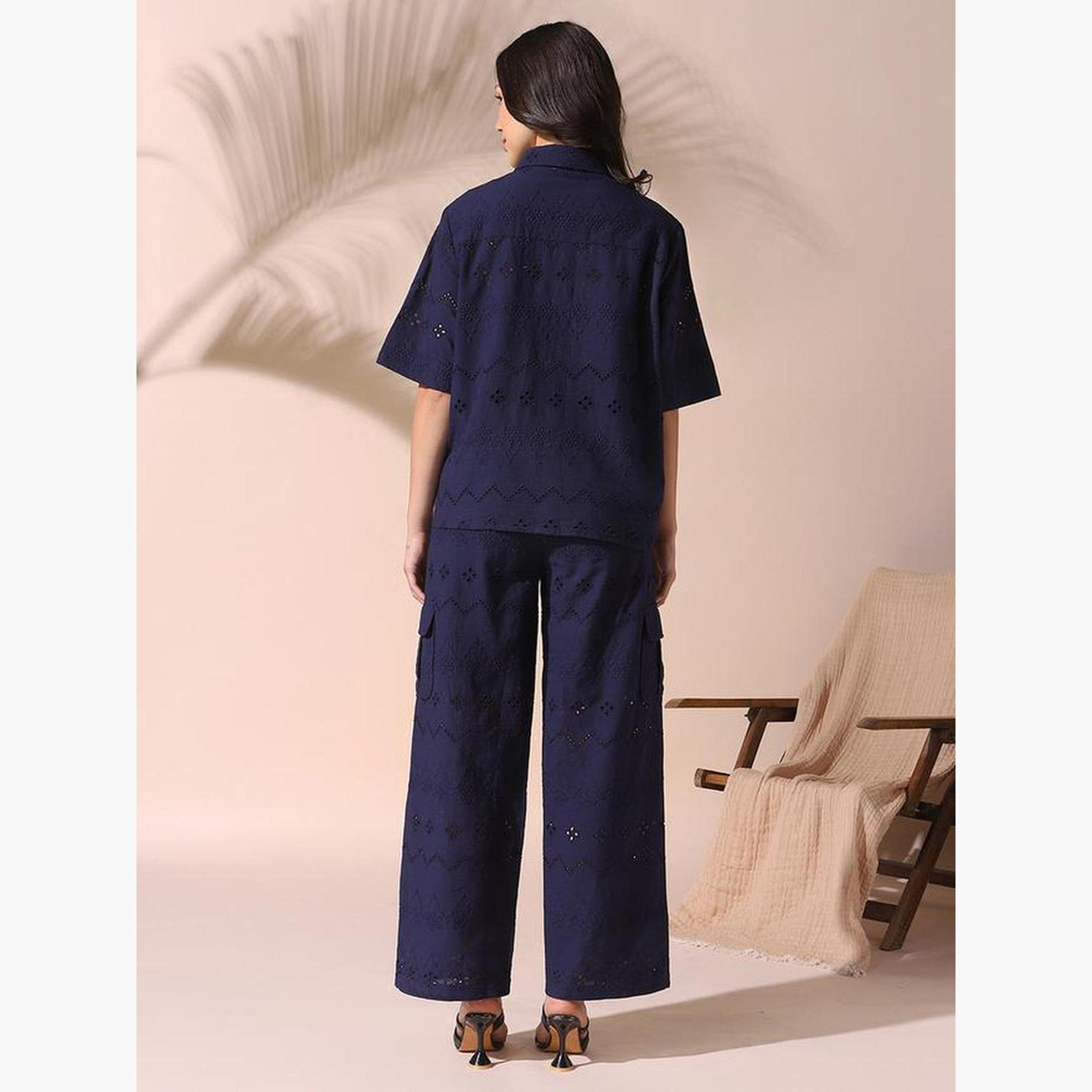 دينيس لينغو - قميص وبنطال قطني شيفلي-women-clothing-coordsets-image-4