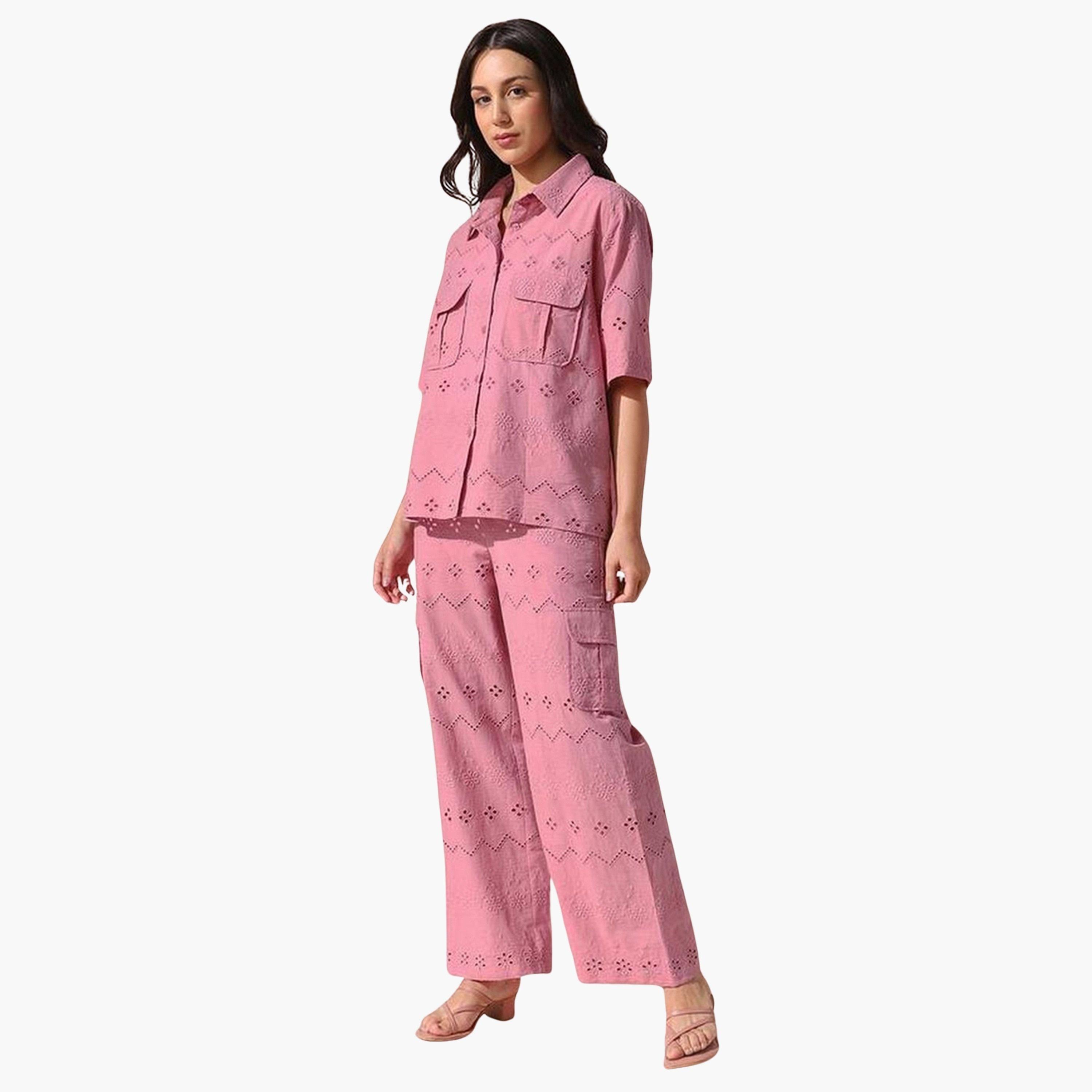دينيس لينغو - قميص وبنطال قطني شيفلي-women-clothing-coordsets-image-1