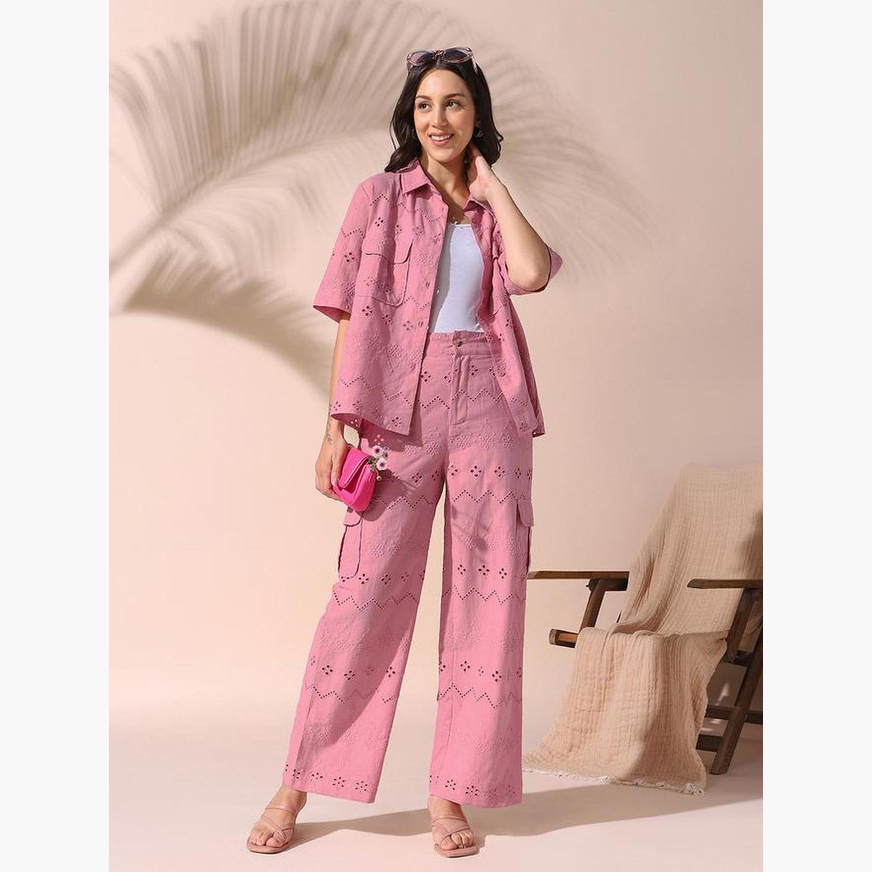 دينيس لينغو - قميص وبنطال قطني شيفلي-women-clothing-coordsets-image-2