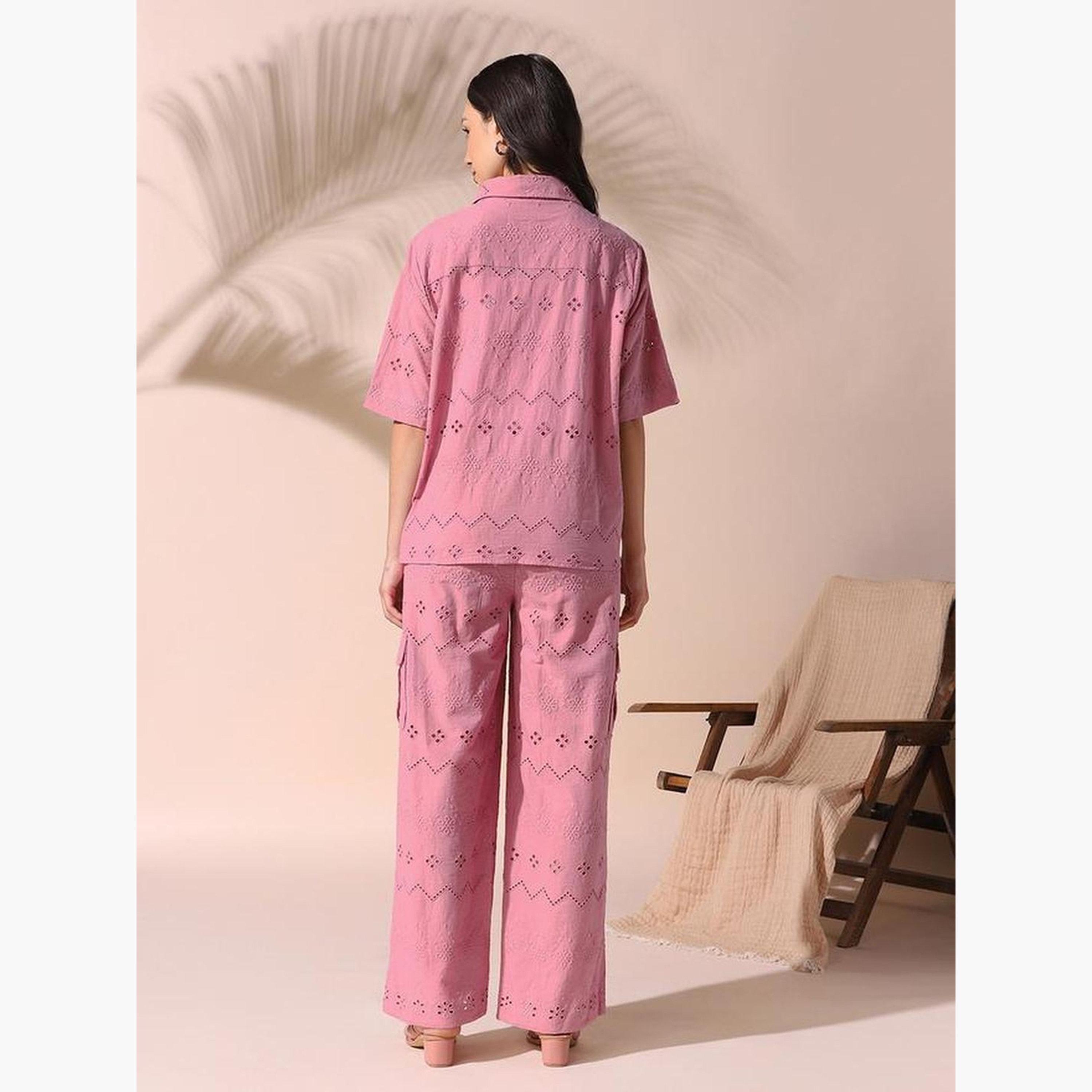 دينيس لينغو - قميص وبنطال قطني شيفلي-women-clothing-coordsets-image-3