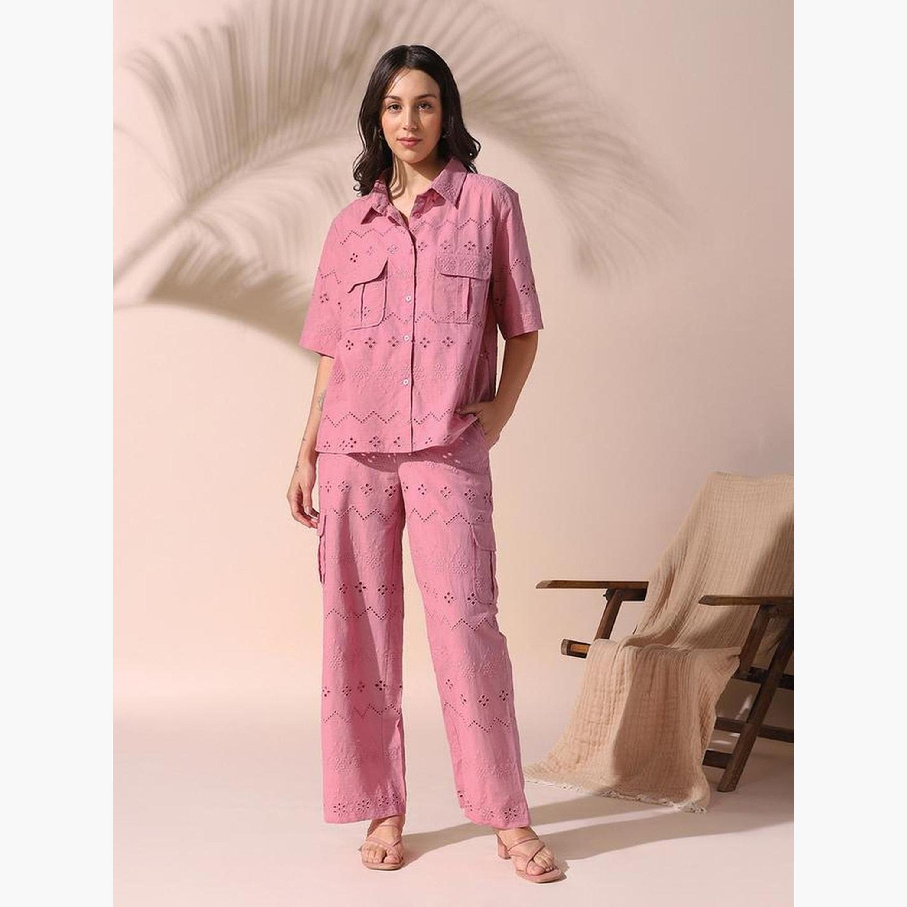 دينيس لينغو - قميص وبنطال قطني شيفلي-women-clothing-coordsets-image-4