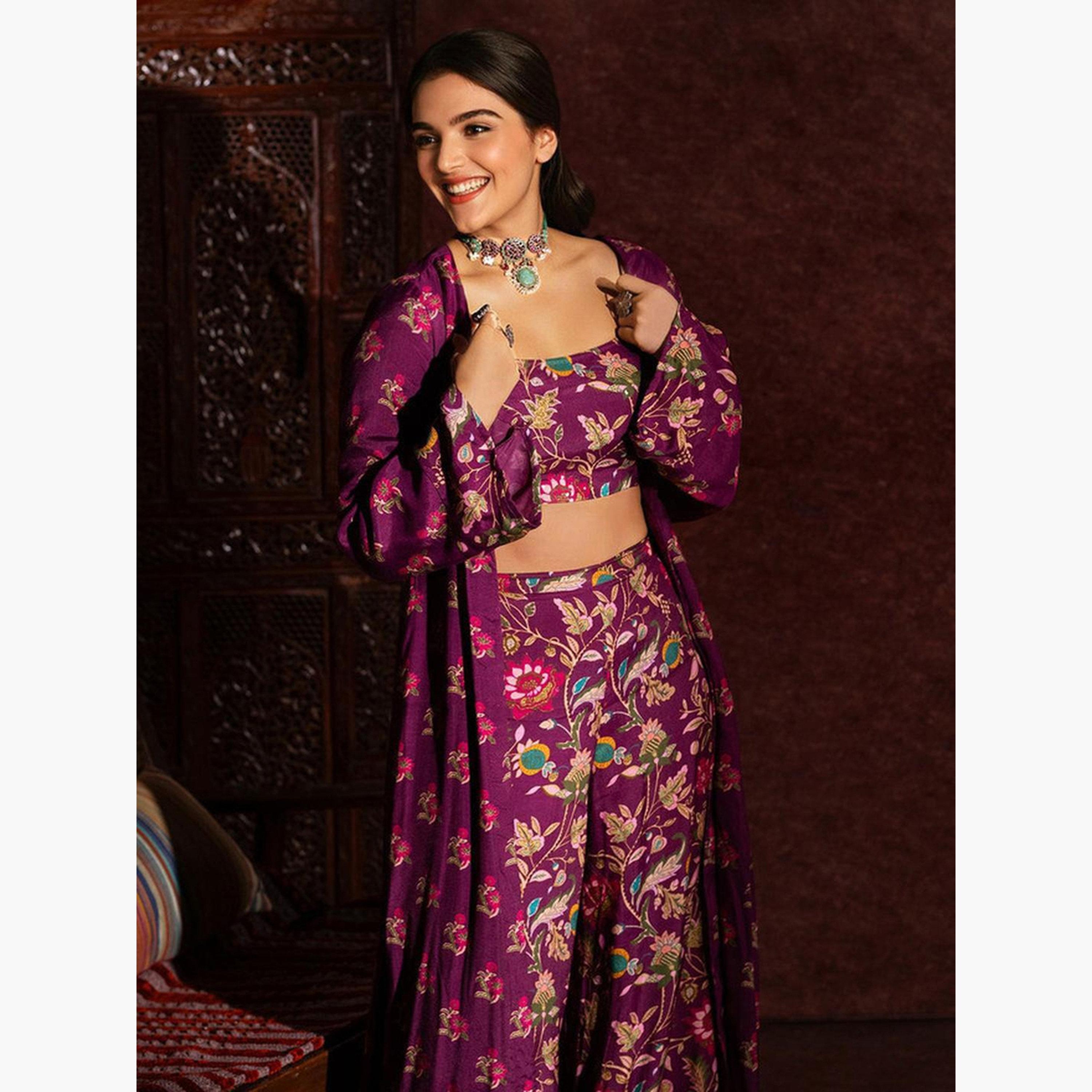 إيشين - كيمونو مزهر، توب قصير وبنطال متناسق-women-clothing-coordsets-image-4
