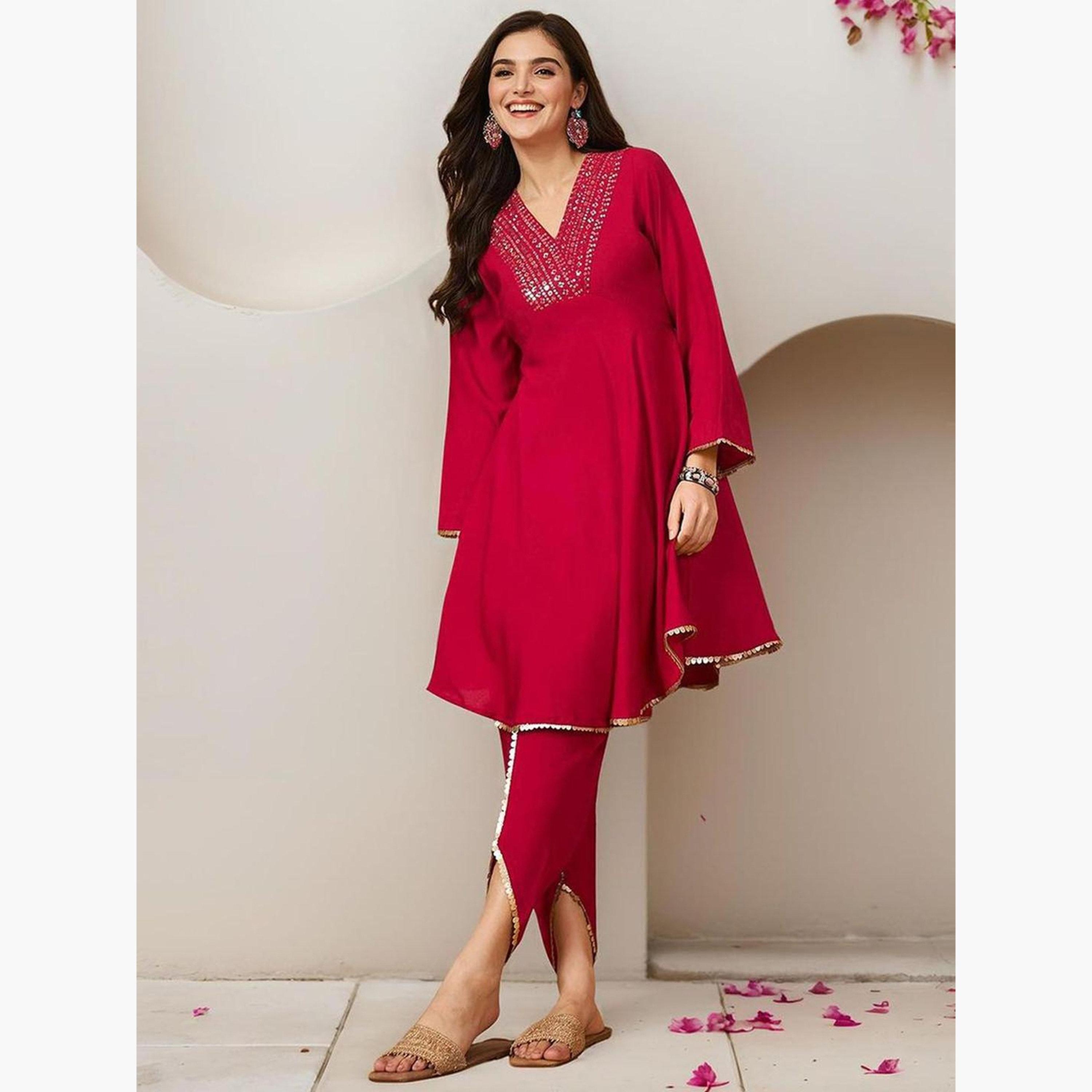 Ishin X Styli Pink Cotton Kurta and Pants Set-women-clothing-ethnicwear-kurtasets-image-2