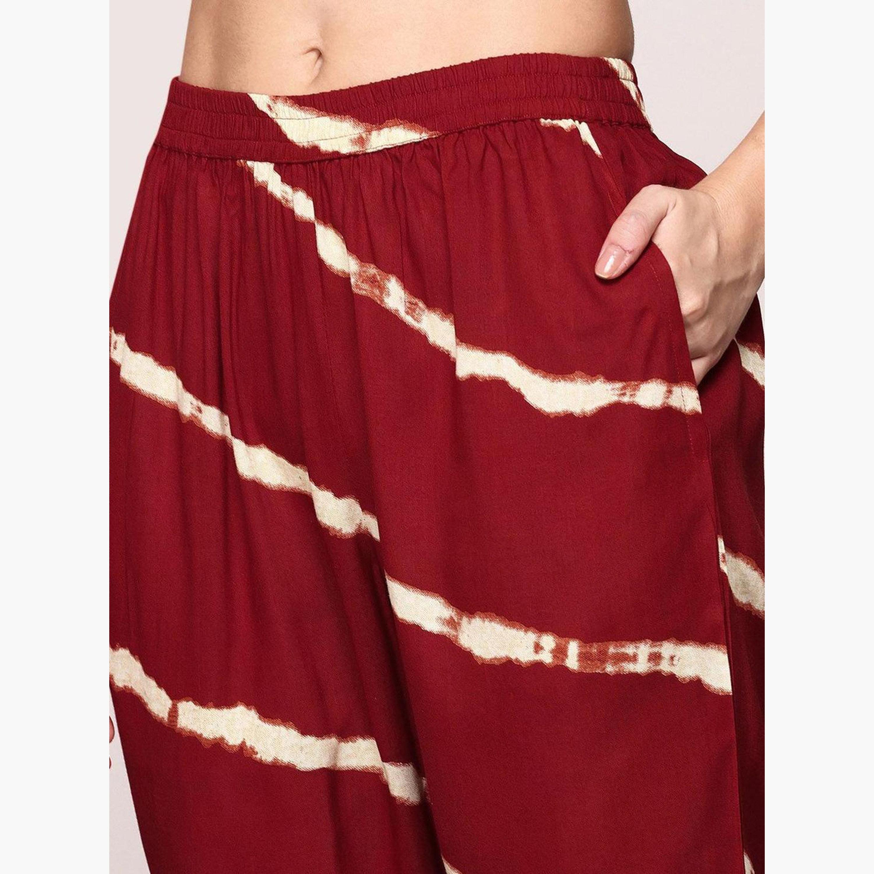 Ishin Red Striped Viscose Kurta with Pants Set-women-clothing-ethnicwear-kurtasets-image-3