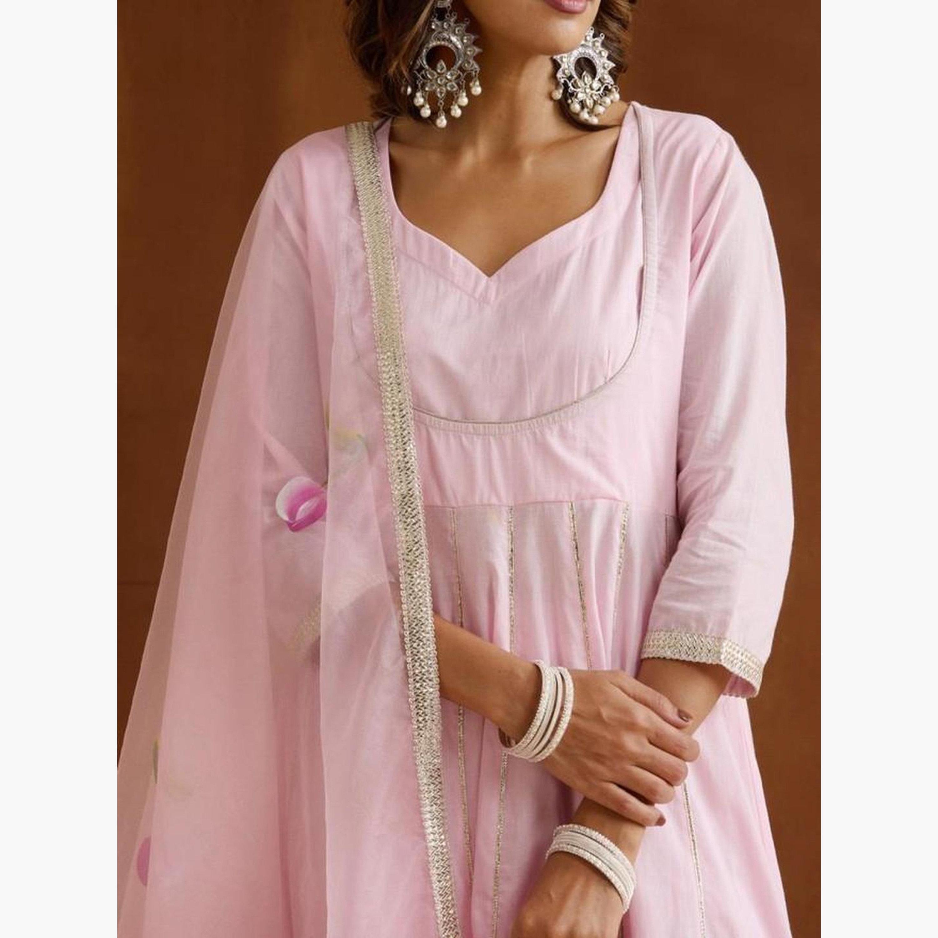 Ishin Pink Cotton Kurta with Pants and Dupatta Set-women-clothing-ethnicwear-kurtasets-image-6
