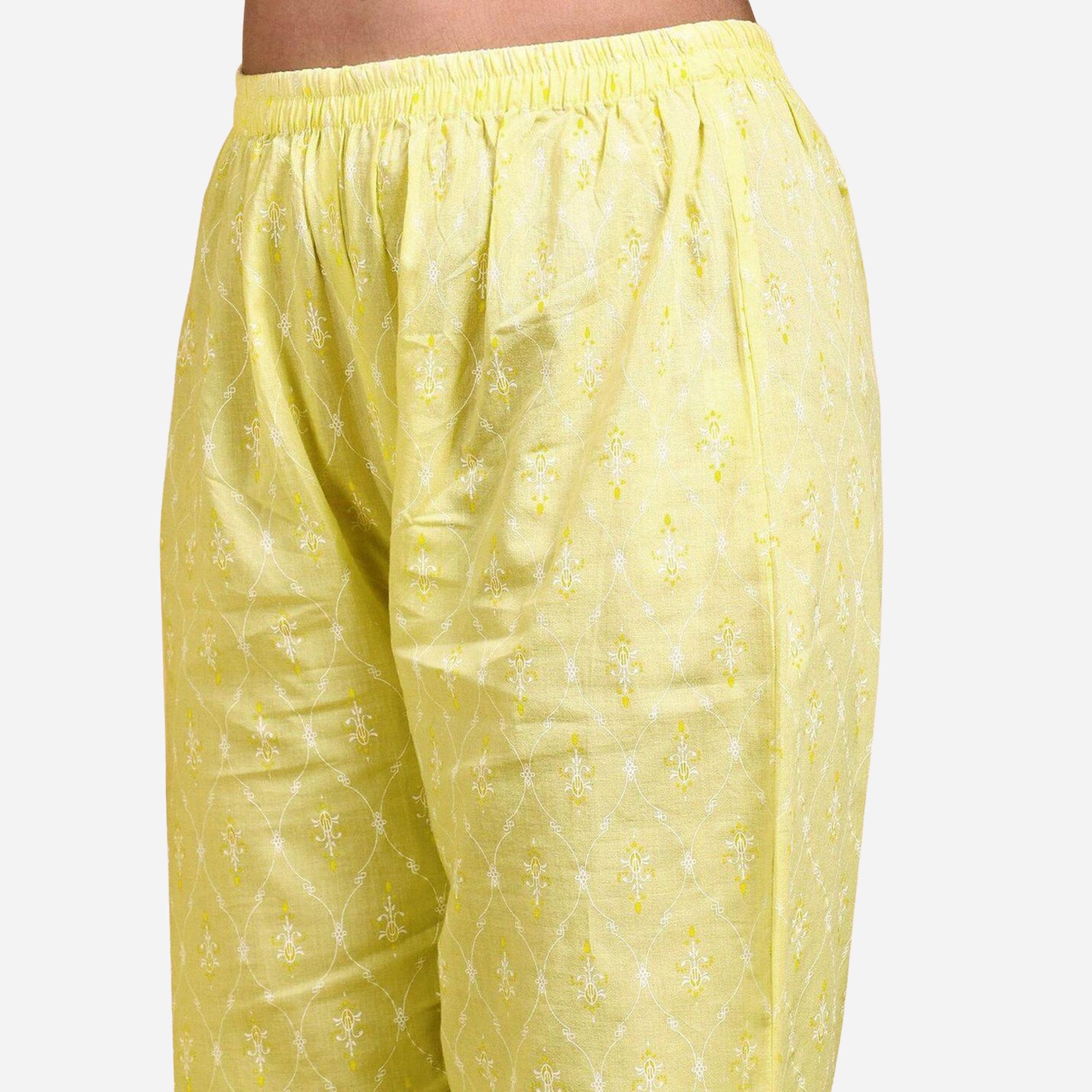 Ishin Women Yellow Cotton Kurta with Trousers and Dupatta Set-women-clothing-ethnicwear-kurtasets-image-3
