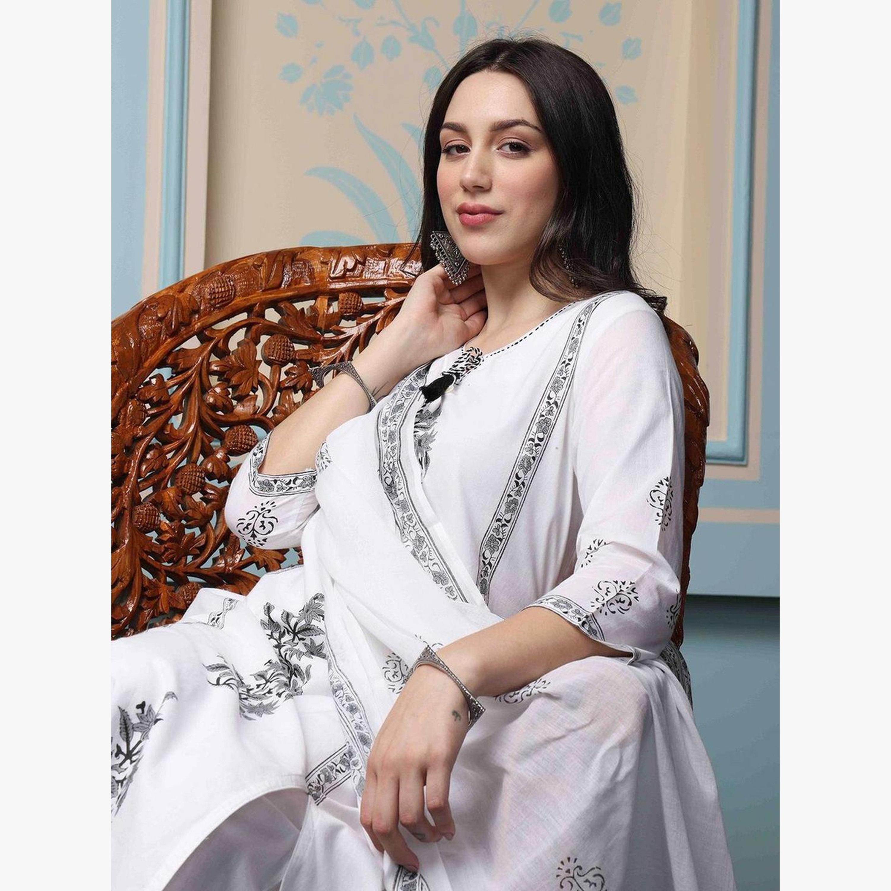 طقم كورتا قطن خالص وبنطال مع دوباتا-women-clothing-ethnicwear-kurtasets-image-2