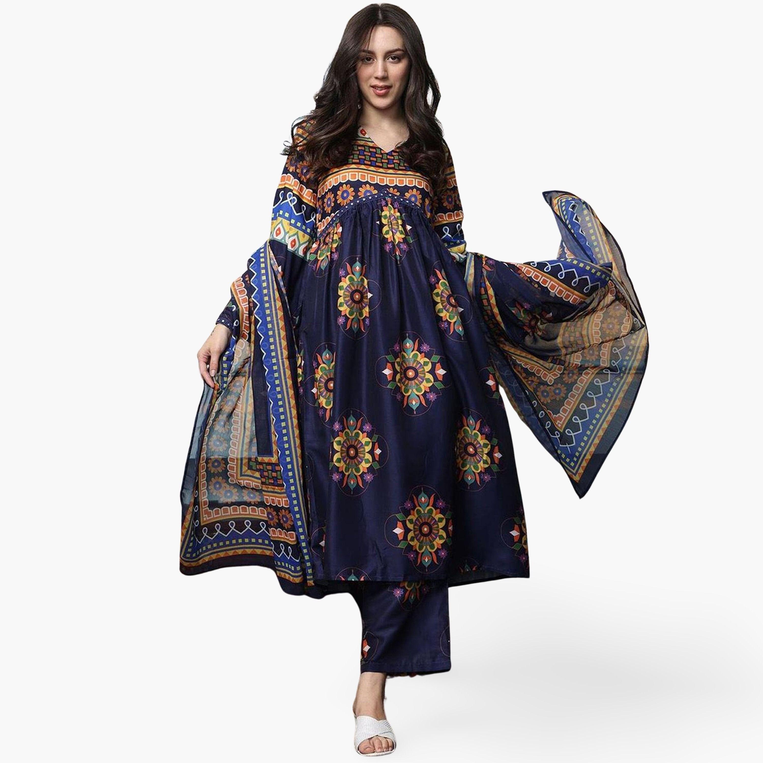 طقم كورتا وبنطال مع دوباتا-women-clothing-ethnicwear-kurtasets-image-1