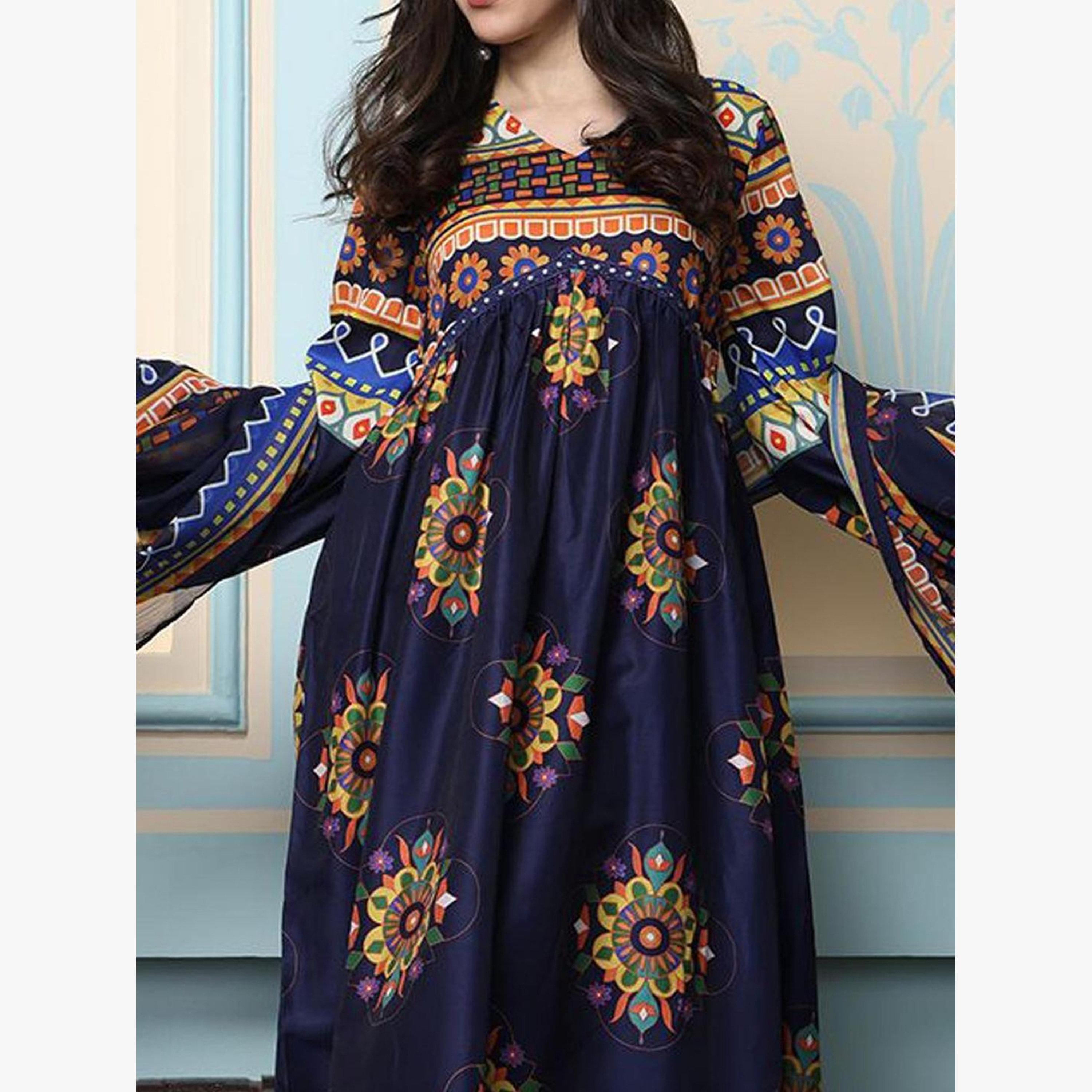 Ishin  Women Navy Blue Kurta with Pants and Dupatta Set-women-clothing-ethnicwear-kurtasets-image-4