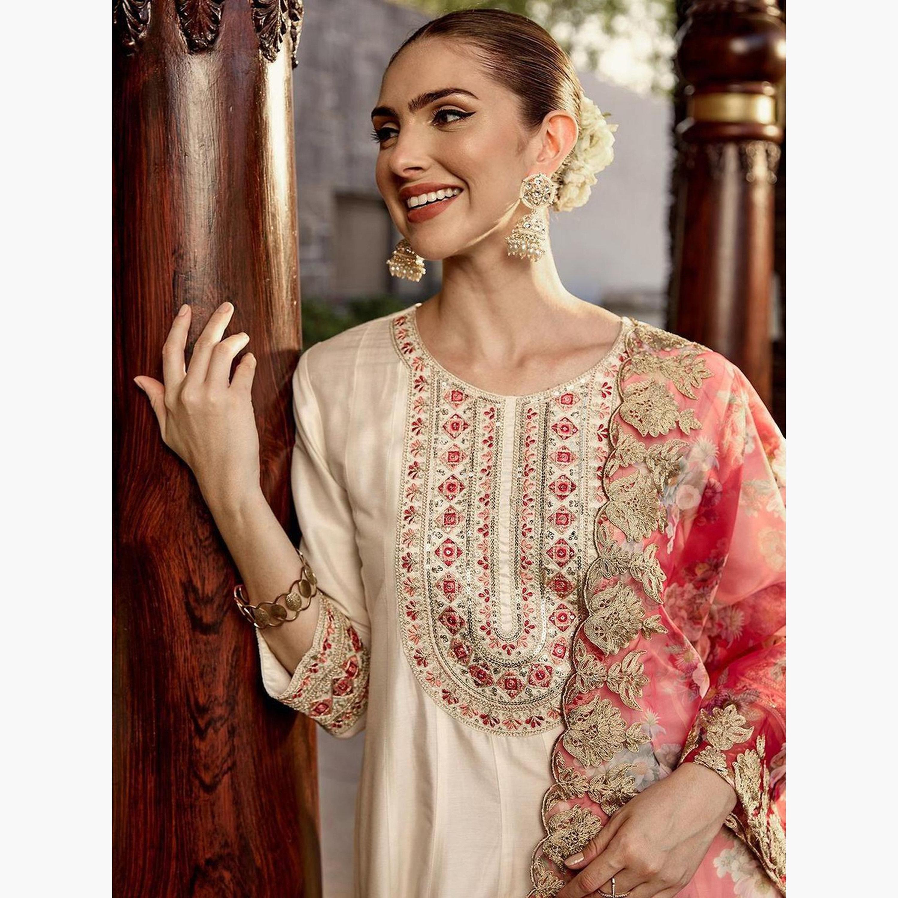 طقم كورتا وبنطال مع دوباتا-women-clothing-ethnicwear-kurtasets-image-2