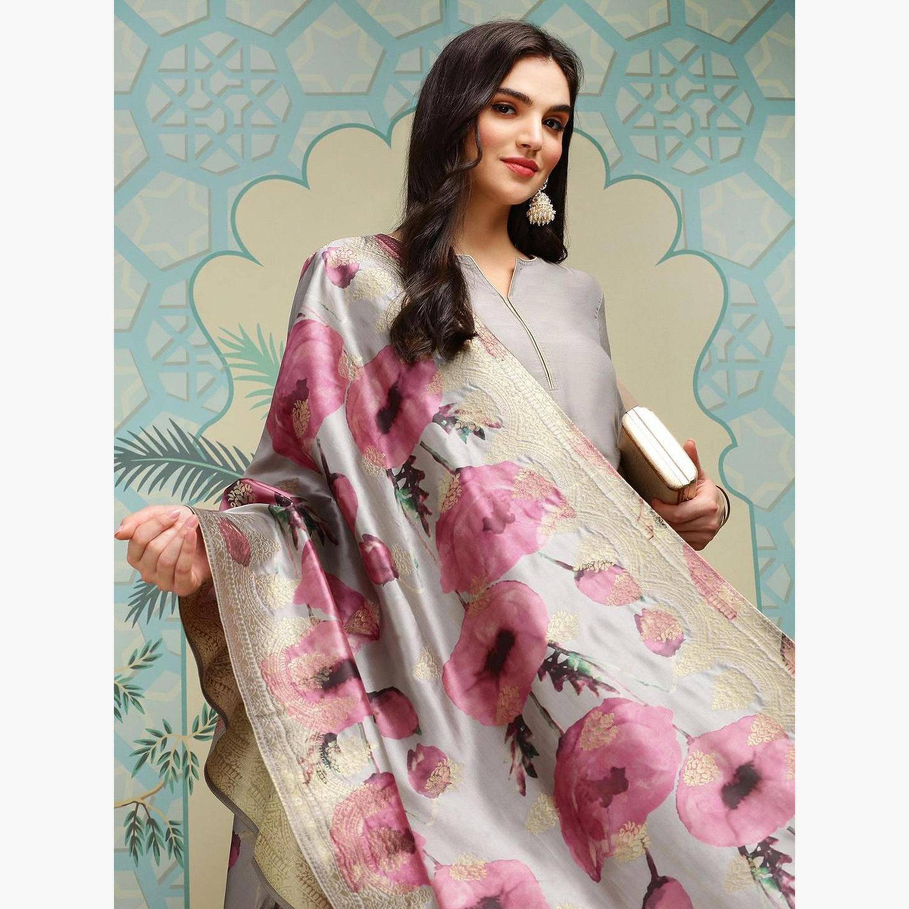 Ishin Grey Straight Kurta with Pants and Dupatta Set-women-clothing-ethnicwear-kurtasets-image-3