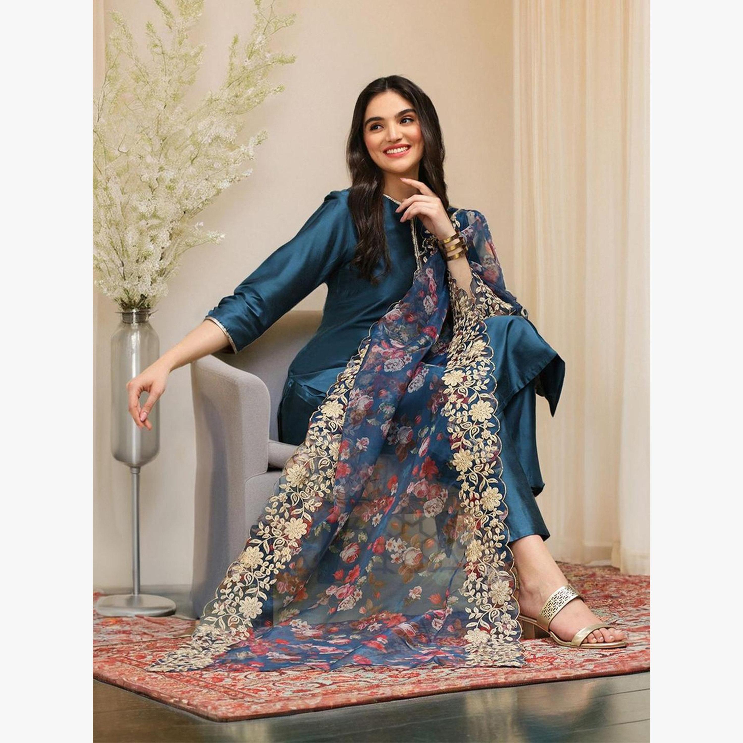 طقم كورتا وبنطال مع دوباتا-women-clothing-ethnicwear-kurtasets-image-2