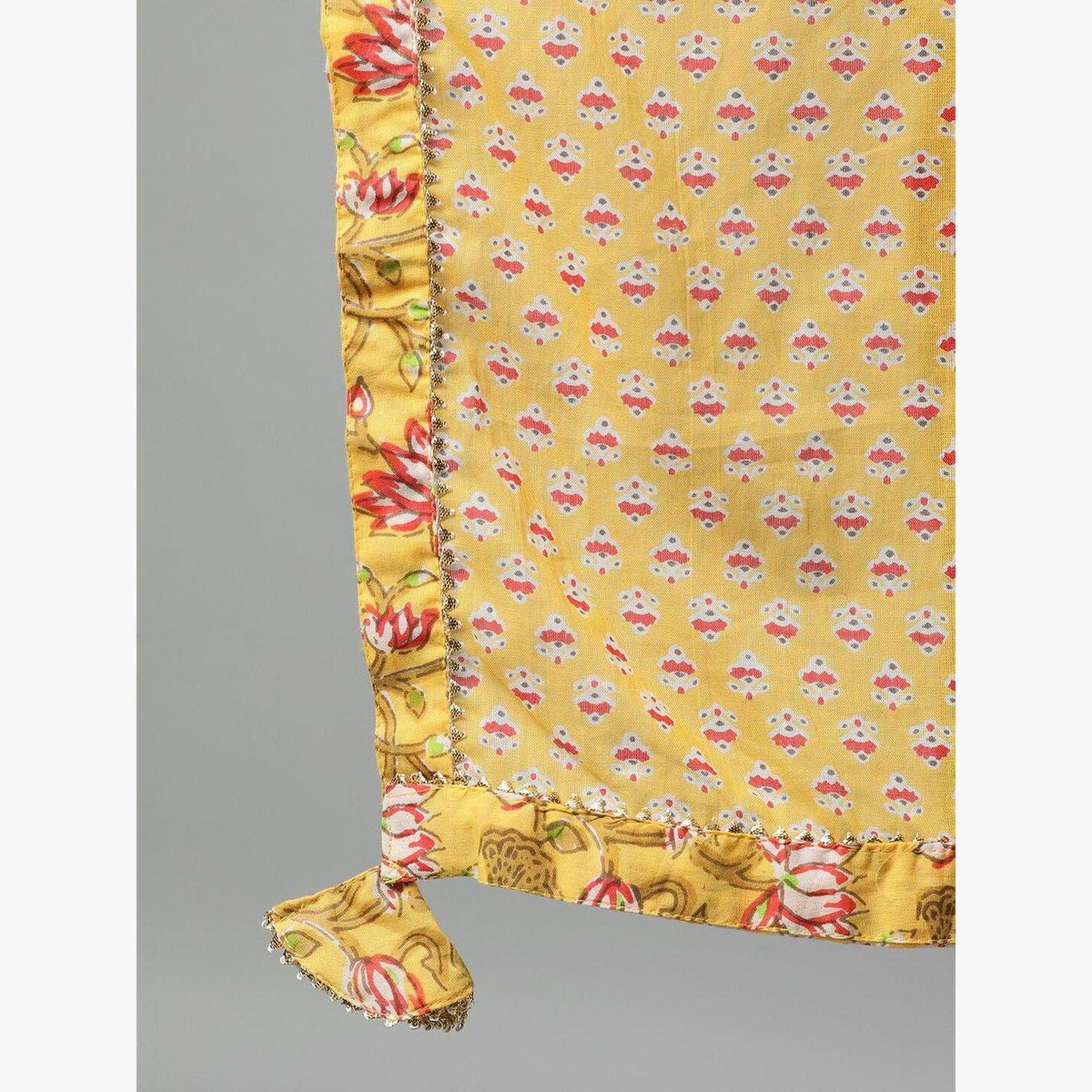 Ishin Women Yellow Embroidered Kurta with Skirt and Dupatta Set-women-clothing-ethnicwear-kurtasets-image-3