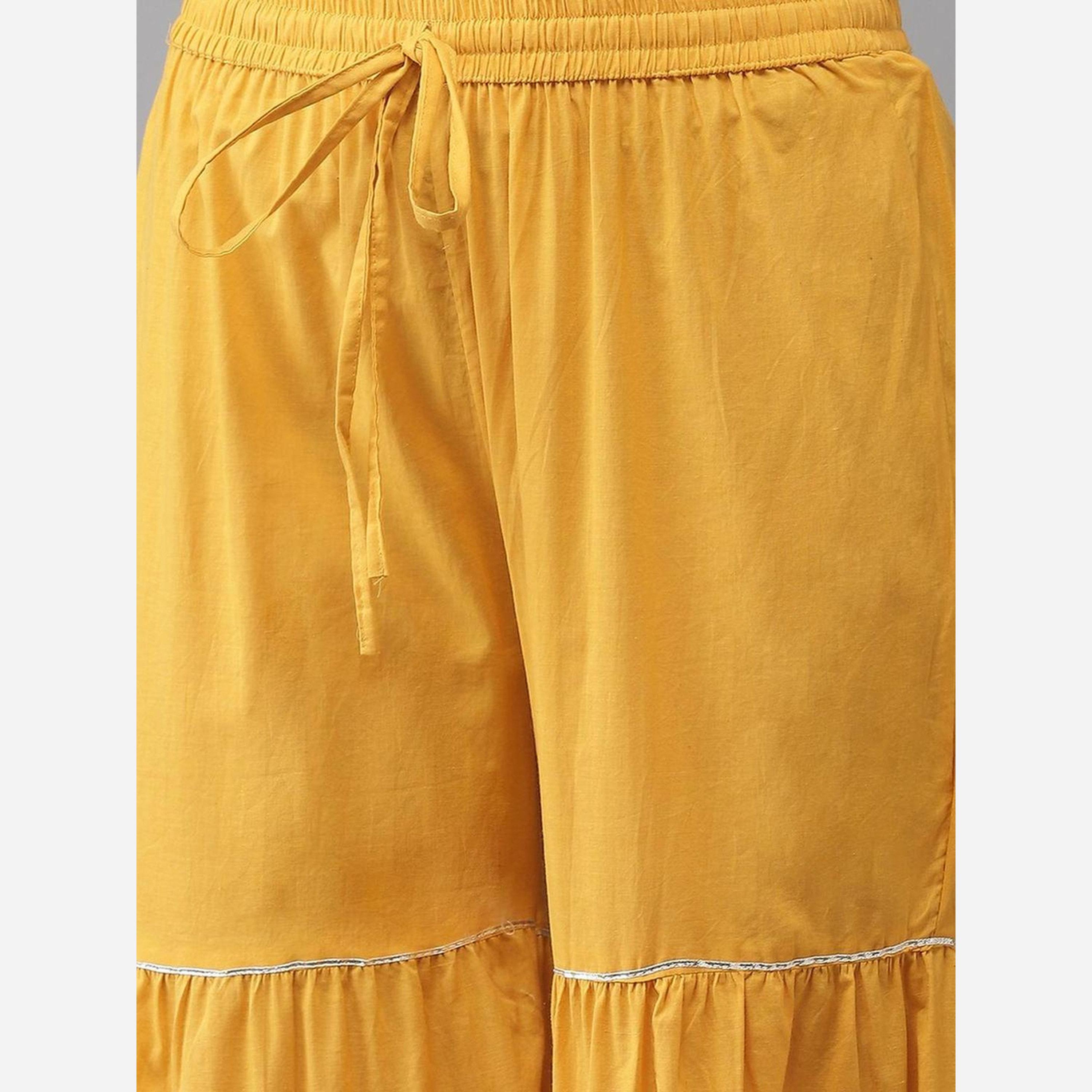 Ishin Women Mustard Yellow Embroidered Kurta with Sharara and Dupatta Set-women-clothing-ethnicwear-kurtasets-image-2