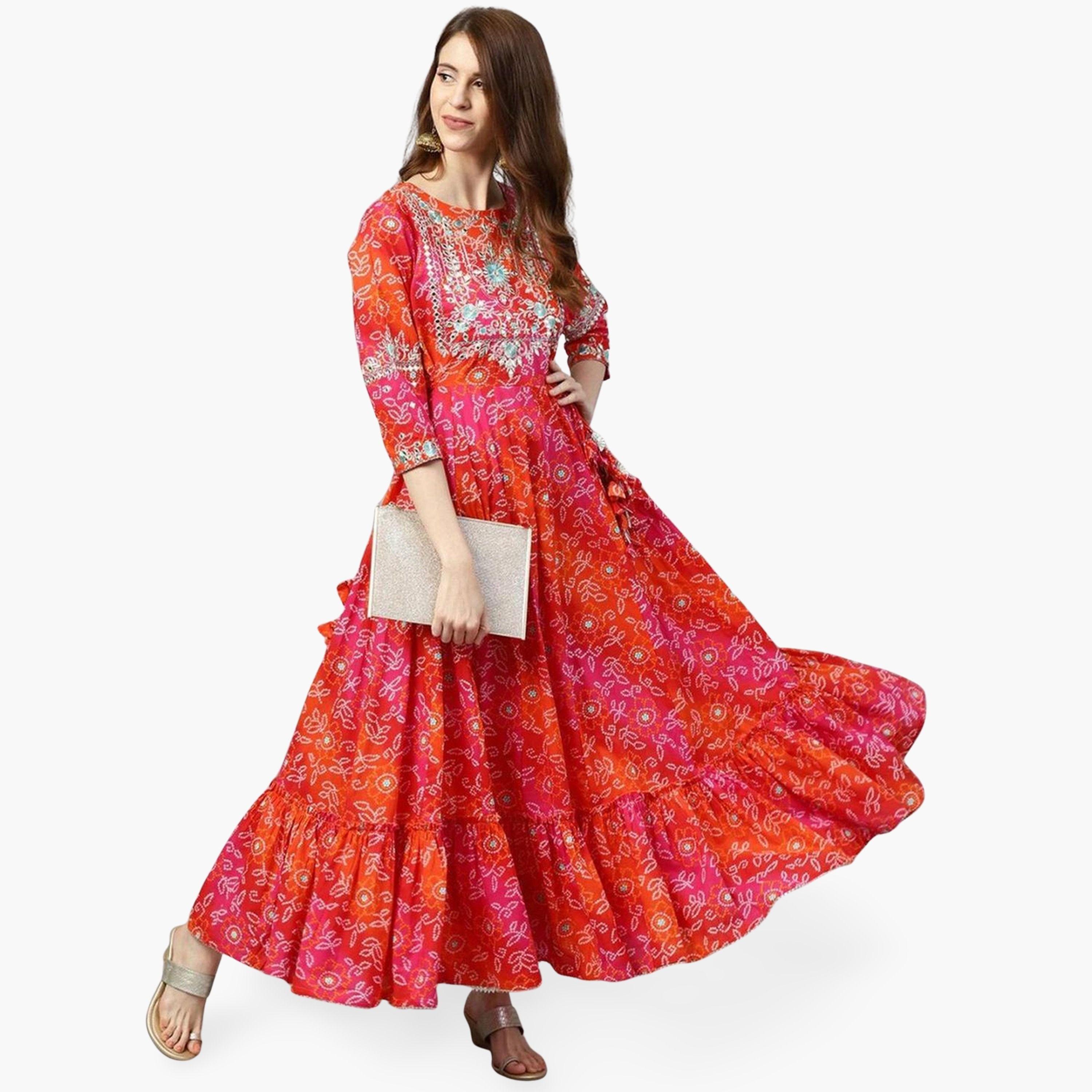 كورتا أناركالي مطبوعة ومطرزة-women-clothing-ethnicwear-dresses-image-1