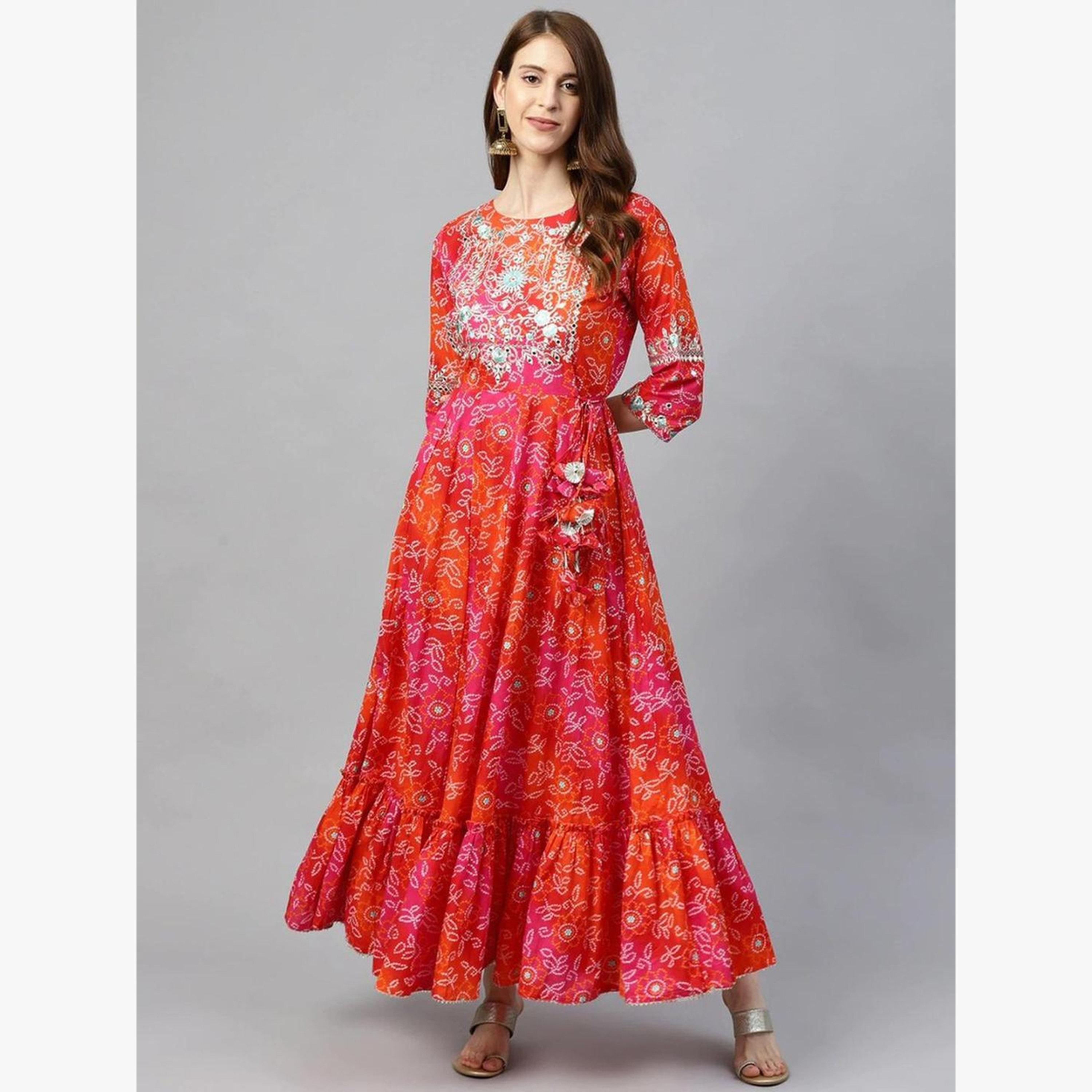 كورتا أناركالي مطبوعة ومطرزة-women-clothing-ethnicwear-dresses-image-2