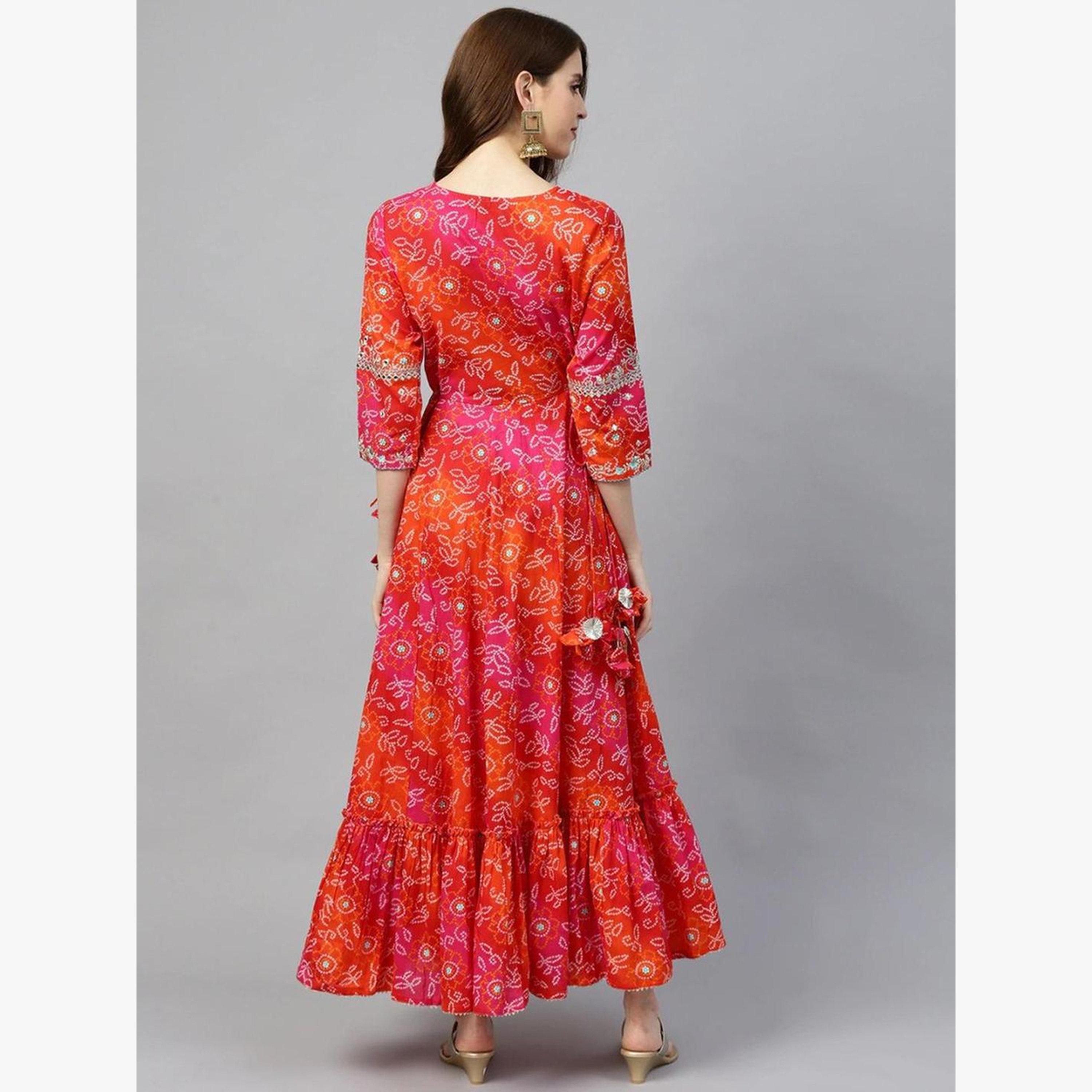 Ishin Women Red Printed Embroidered Anarkali-women-clothing-ethnicwear-dresses-image-5