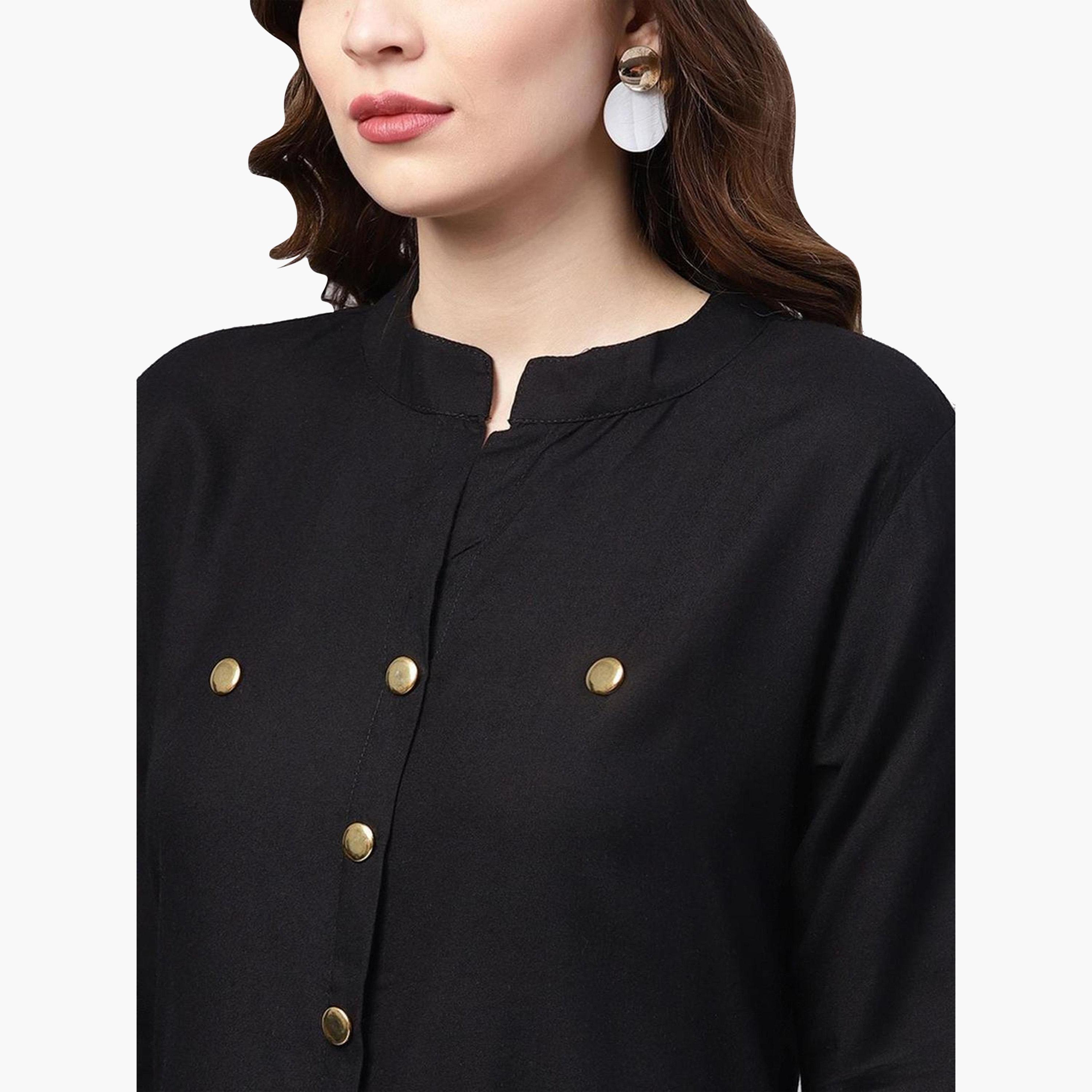 ايشين - قميص وبنطال نسائي لون أسود-women-clothing-ethnicwear-kurtasets-image-3