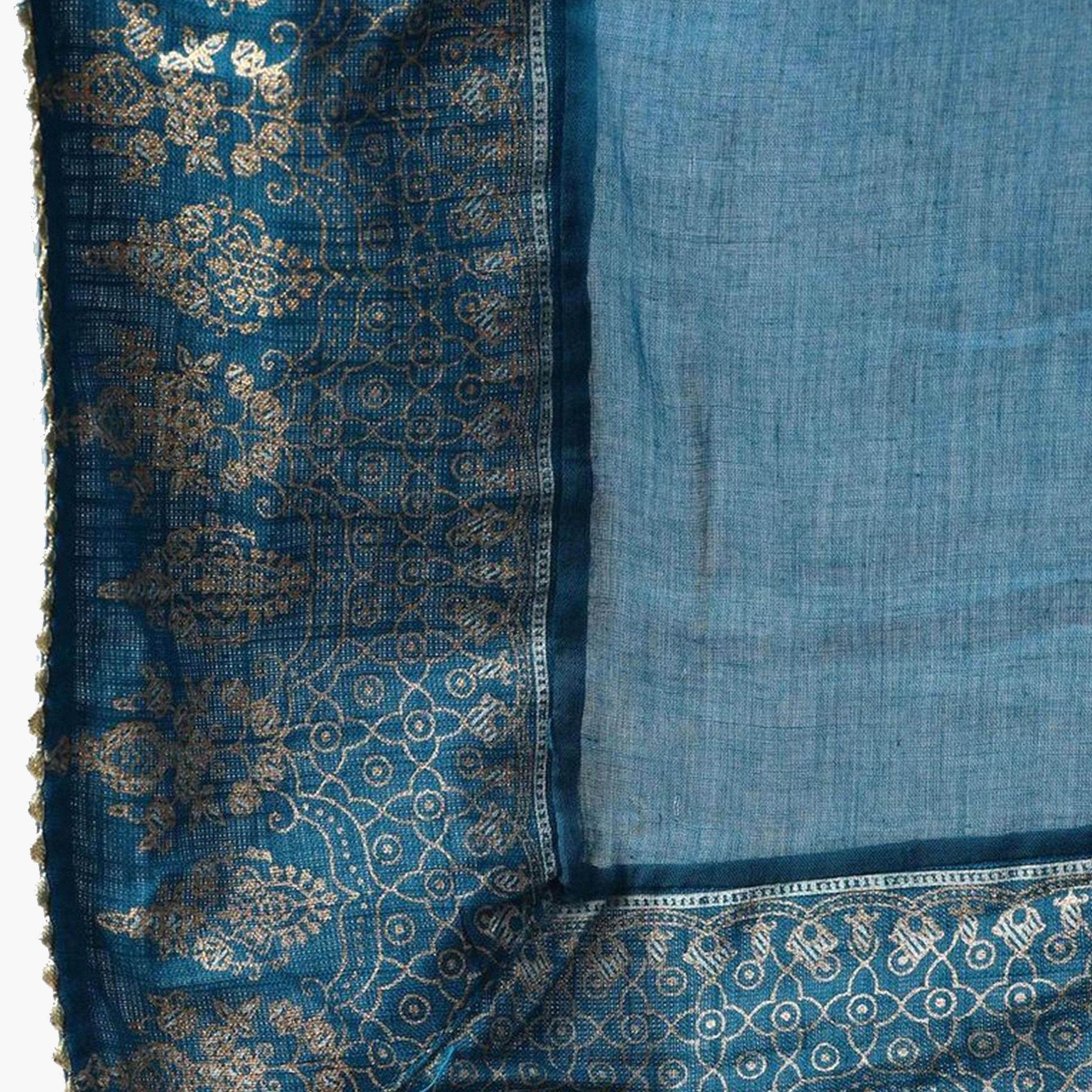 Ishin Women Teal Blue Embroidered Kurta with Sharara and Dupatta Set-women-clothing-ethnicwear-kurtasets-image-4