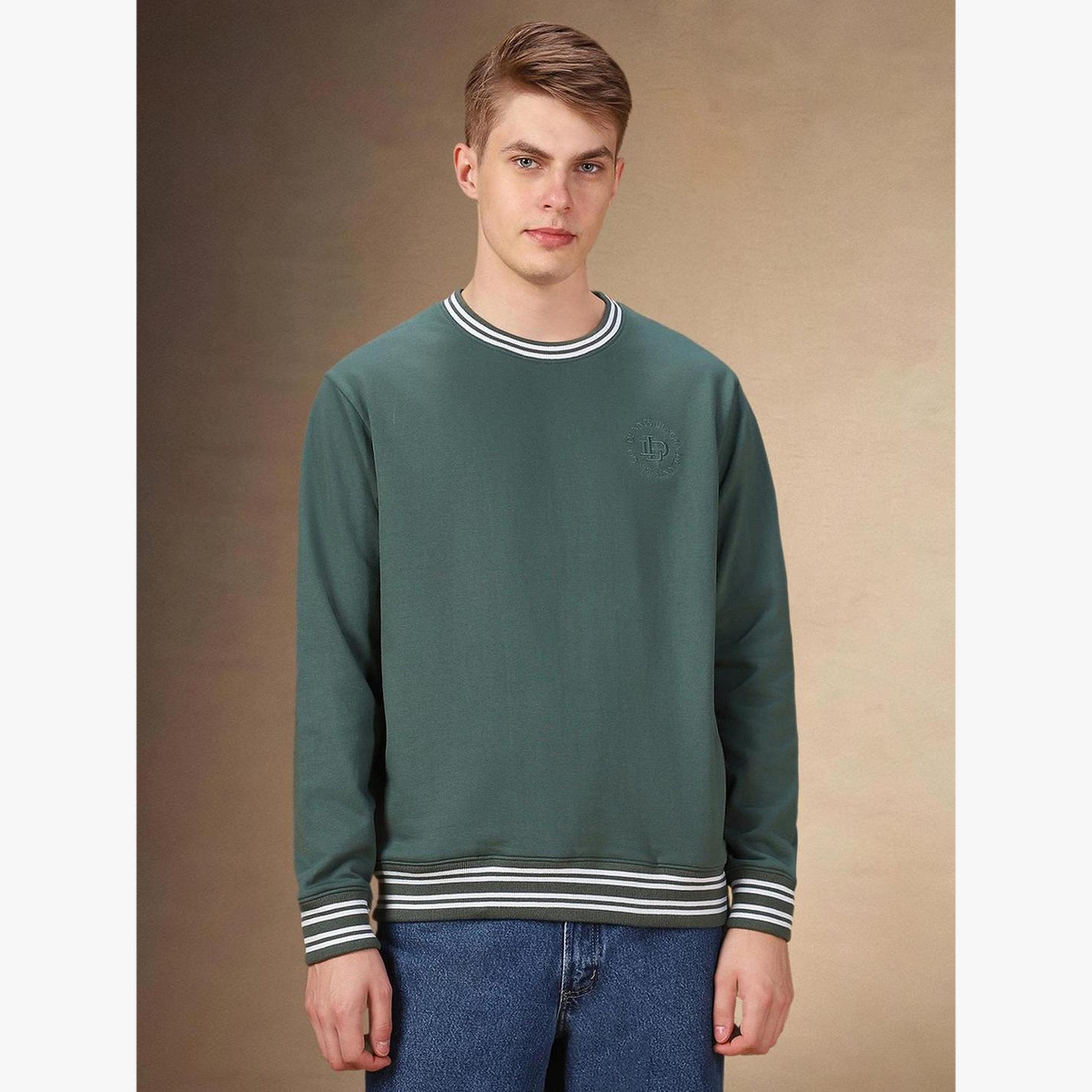Dennis Lingo Men Olive Green Cotton Round Neck Sweatshirt-men-clothing-hoodiesandsweatshirts-image-4