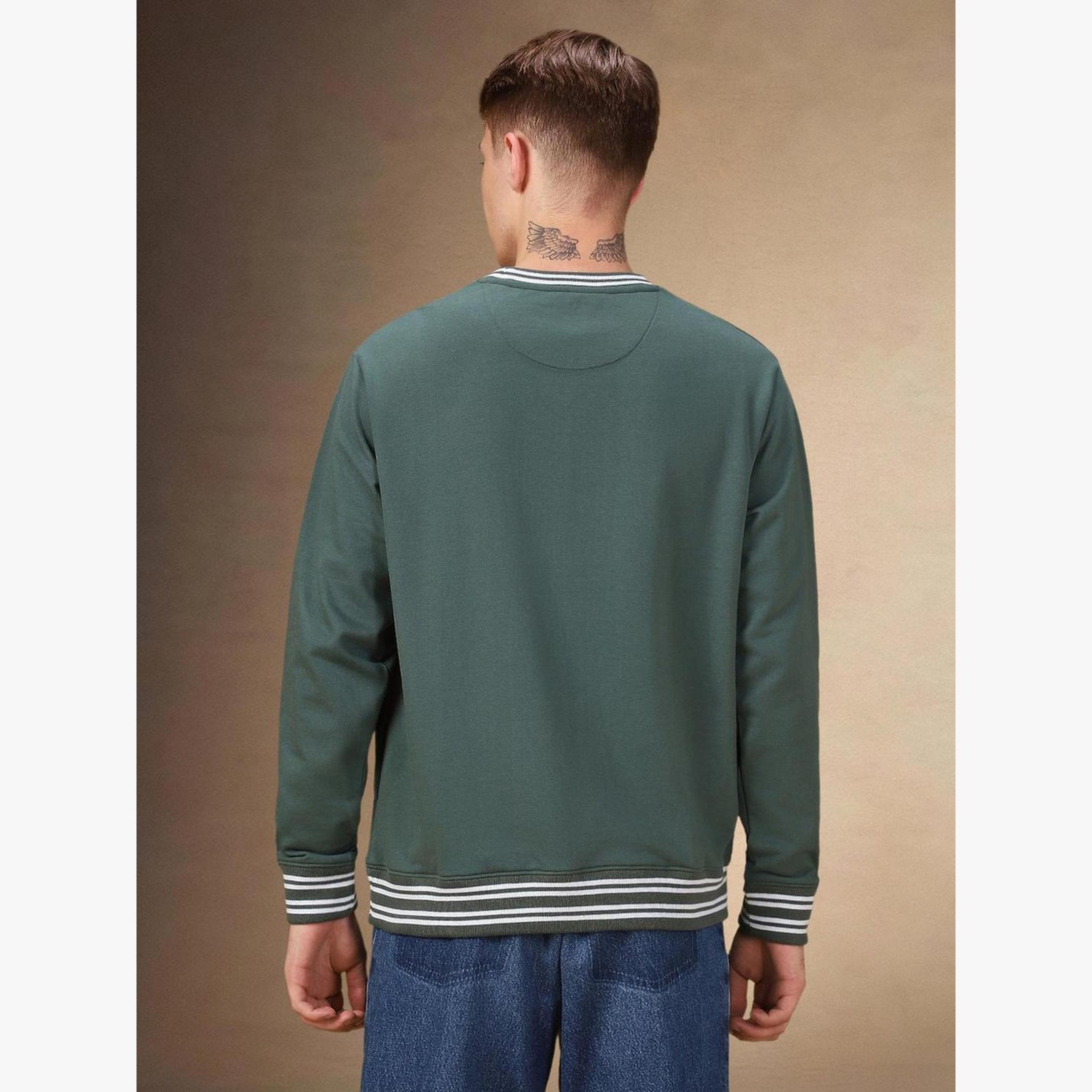 Dennis Lingo Men Olive Green Cotton Round Neck Sweatshirt-men-clothing-hoodiesandsweatshirts-image-6