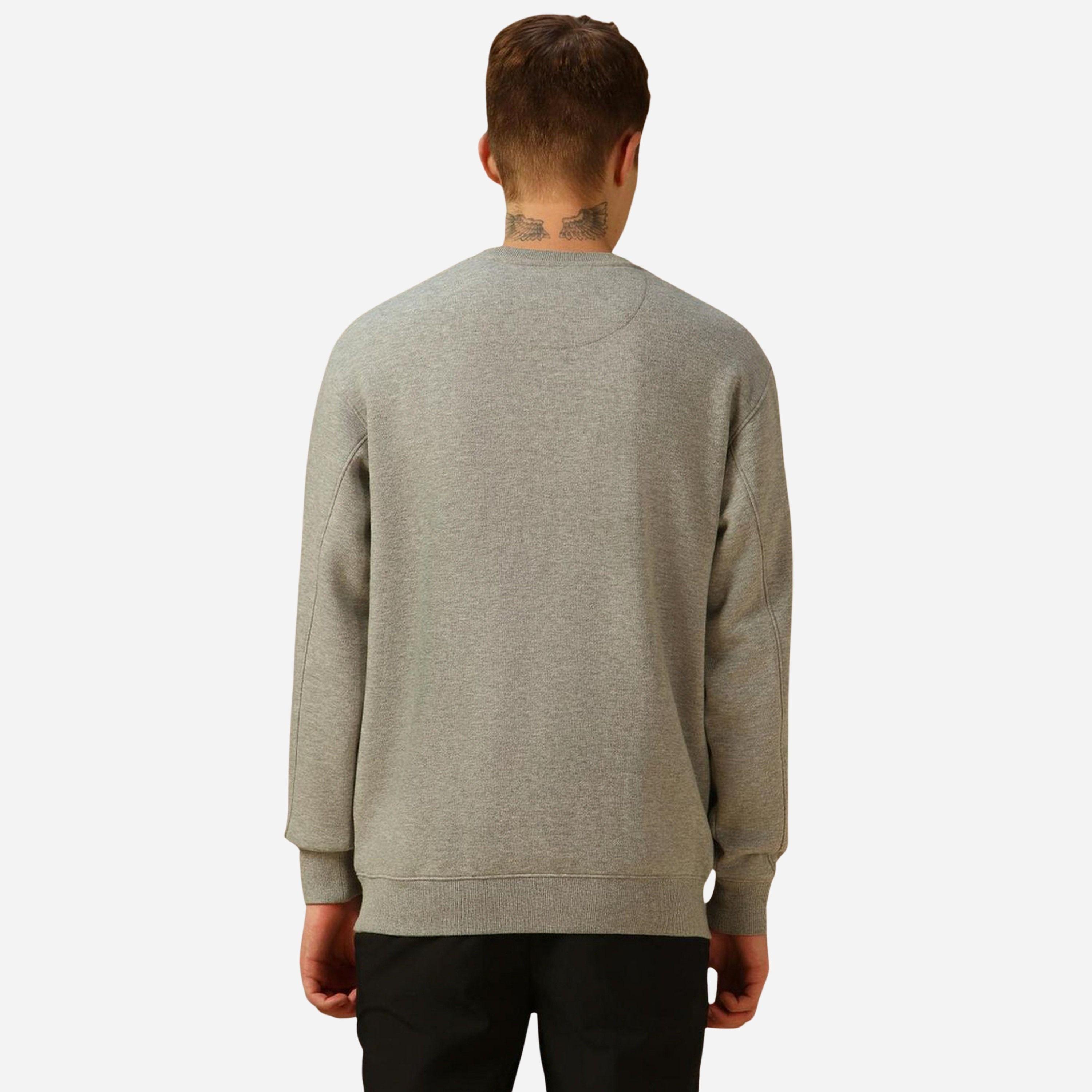 Dennis Lingo Men Grey Solid Round Neck Cotton Sweatshirt-men-winterwear-hoodiesandsweatshirts-image-3