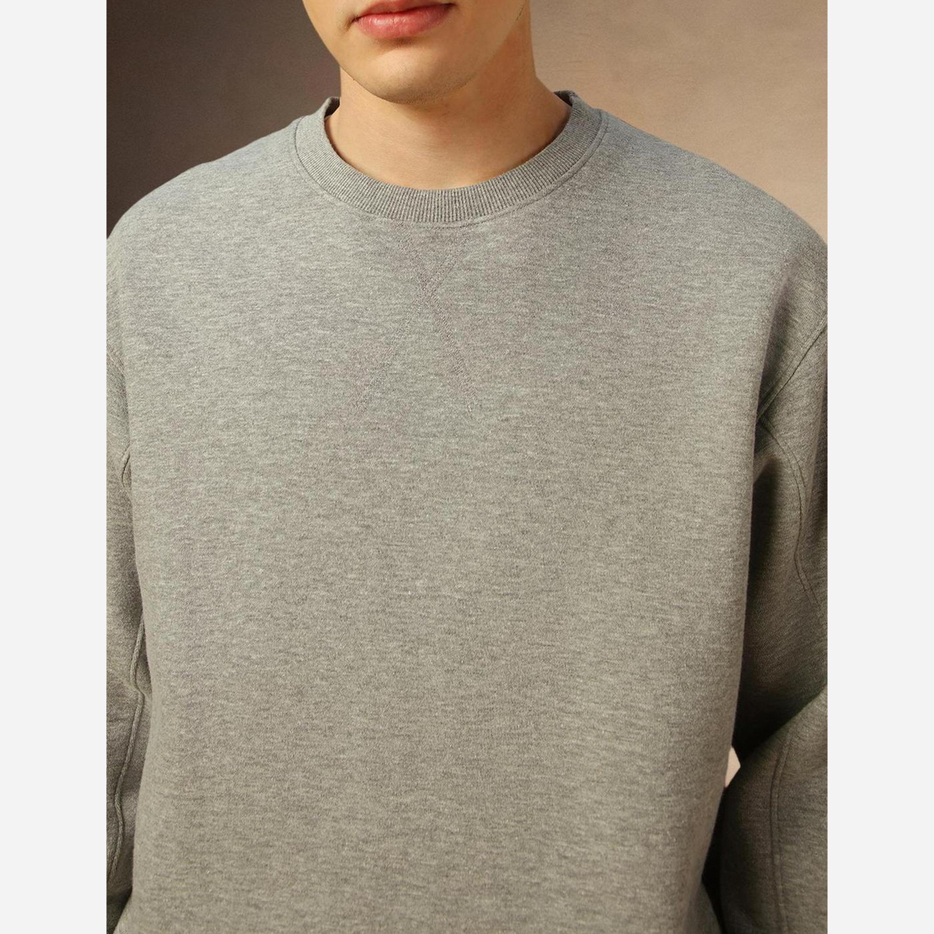 Dennis Lingo Men Grey Solid Round Neck Cotton Sweatshirt-men-winterwear-hoodiesandsweatshirts-image-6