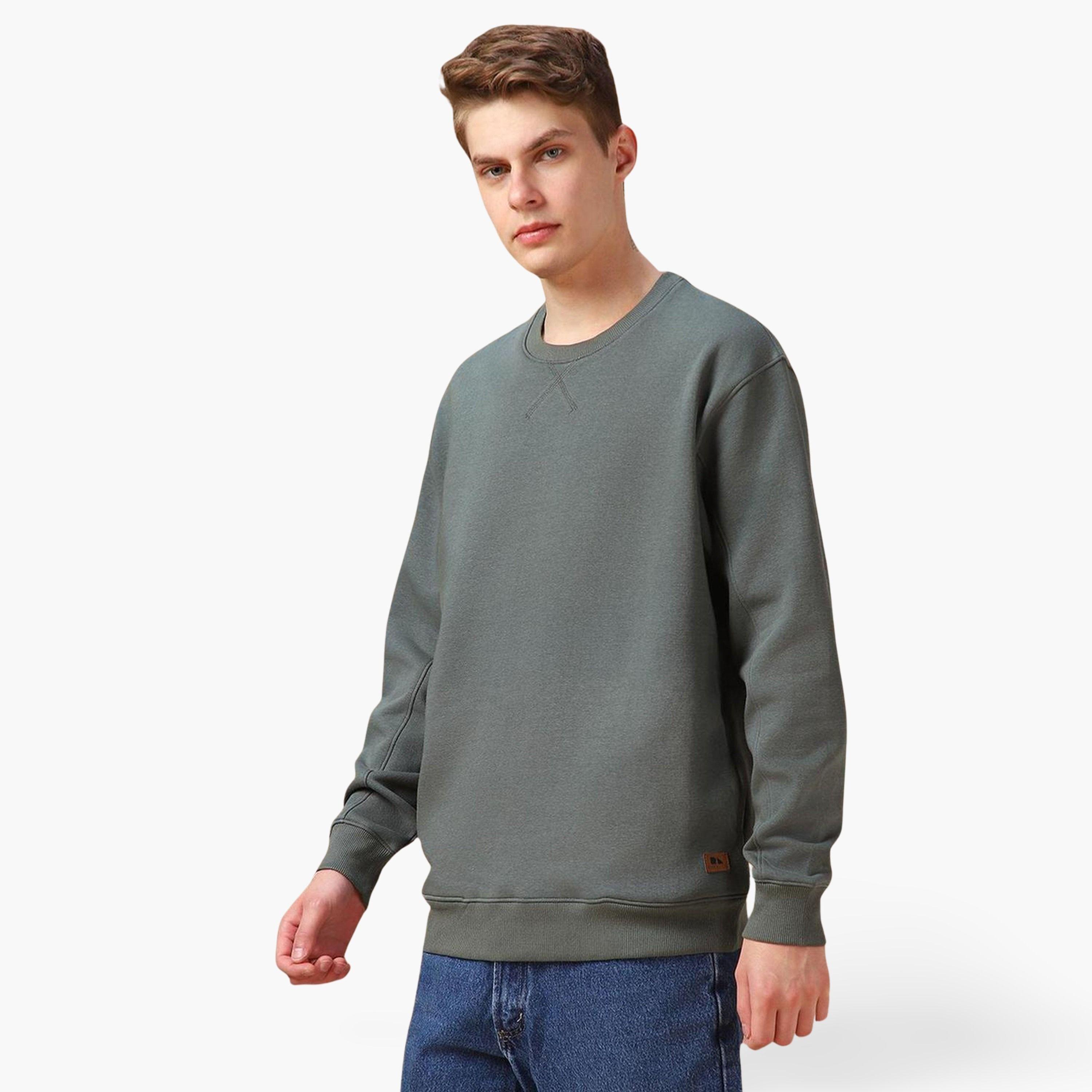 Dennis Lingo Men Olive Green Round Neck Sweatshirt-men-clothing-hoodiesandsweatshirts-image-1