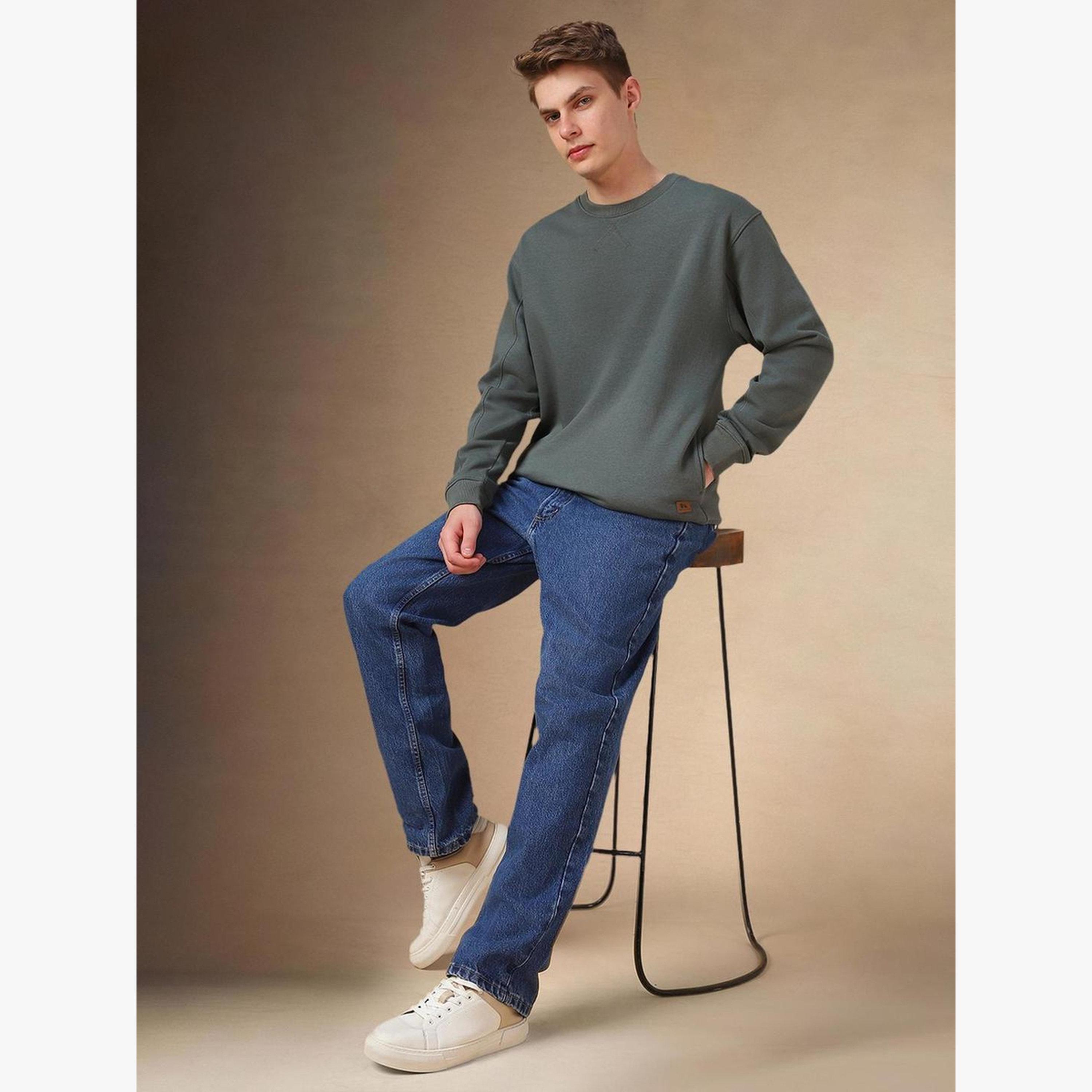 Dennis Lingo Men Olive Green Round Neck Sweatshirt-men-clothing-hoodiesandsweatshirts-image-2