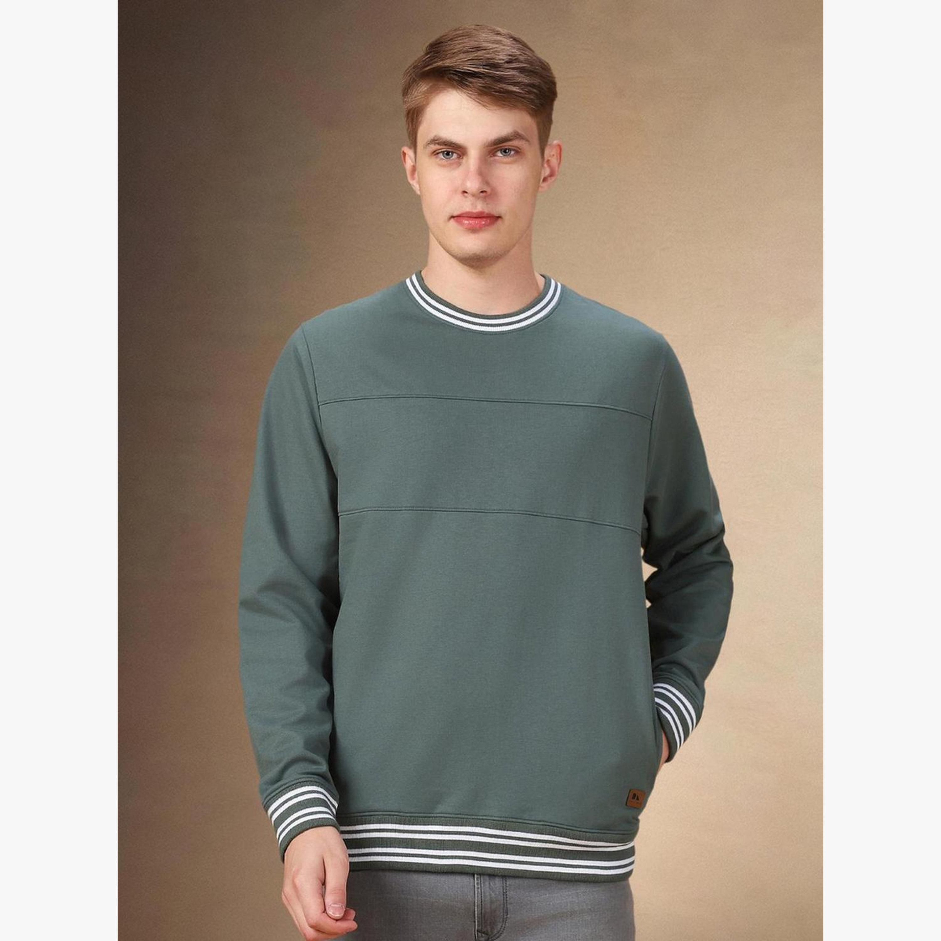 Dennis Lingo Men Olive Striped Round Neck Sweatshirt-men-clothing-hoodiesandsweatshirts-image-4