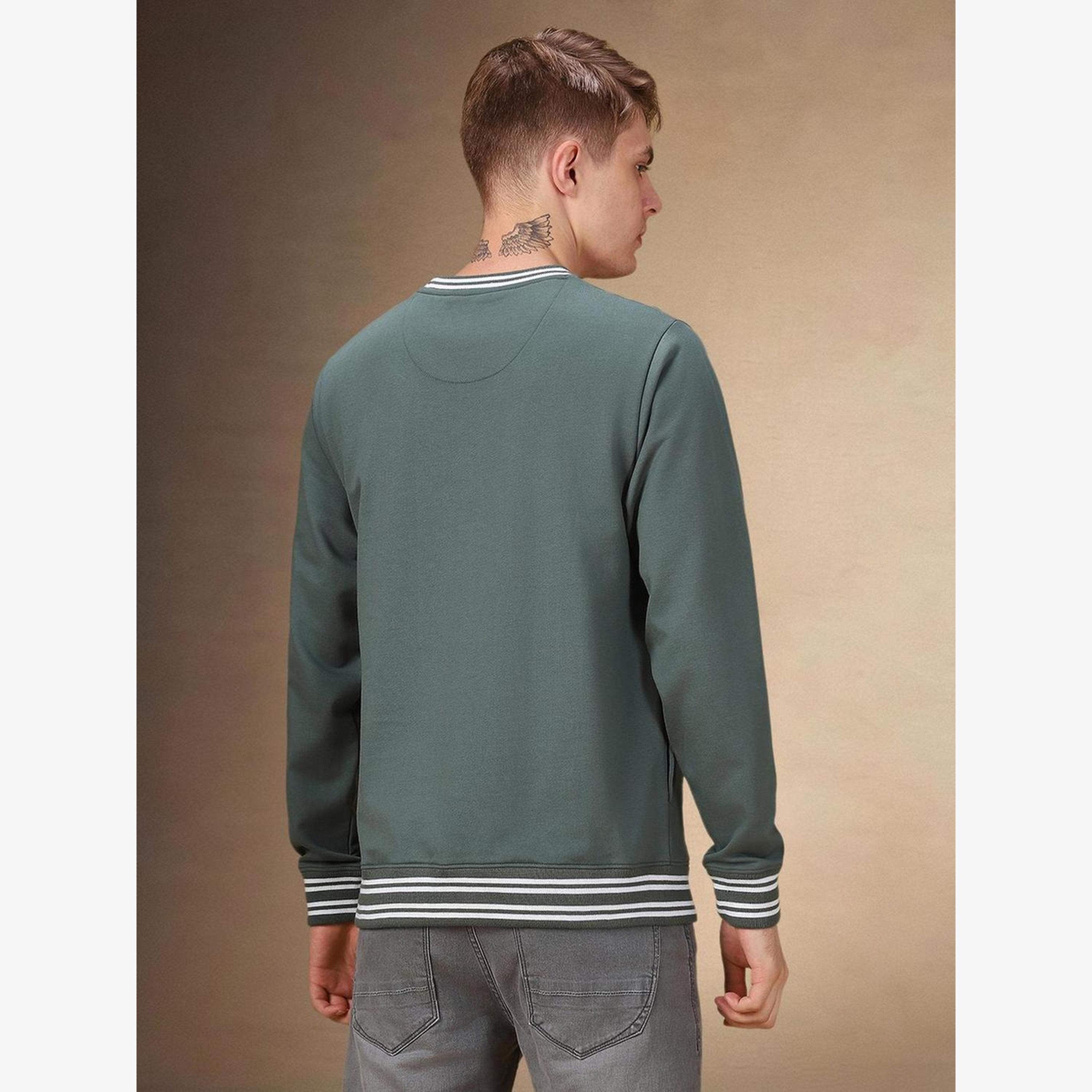 Dennis Lingo Men Olive Striped Round Neck Sweatshirt-men-clothing-hoodiesandsweatshirts-image-6