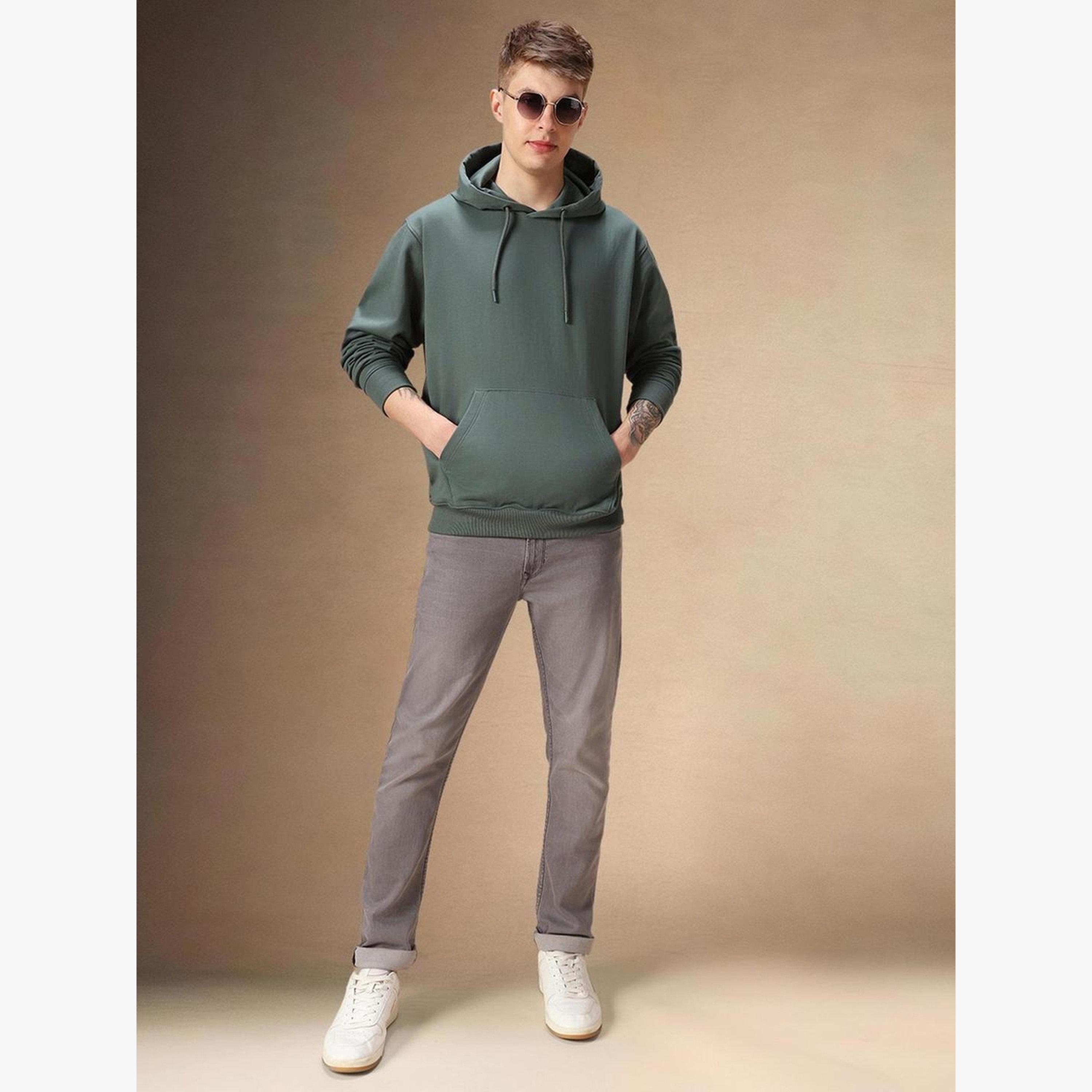 Dennis Lingo Men Olive Green Cotton Hoodie-men-clothing-hoodiesandsweatshirts-image-2