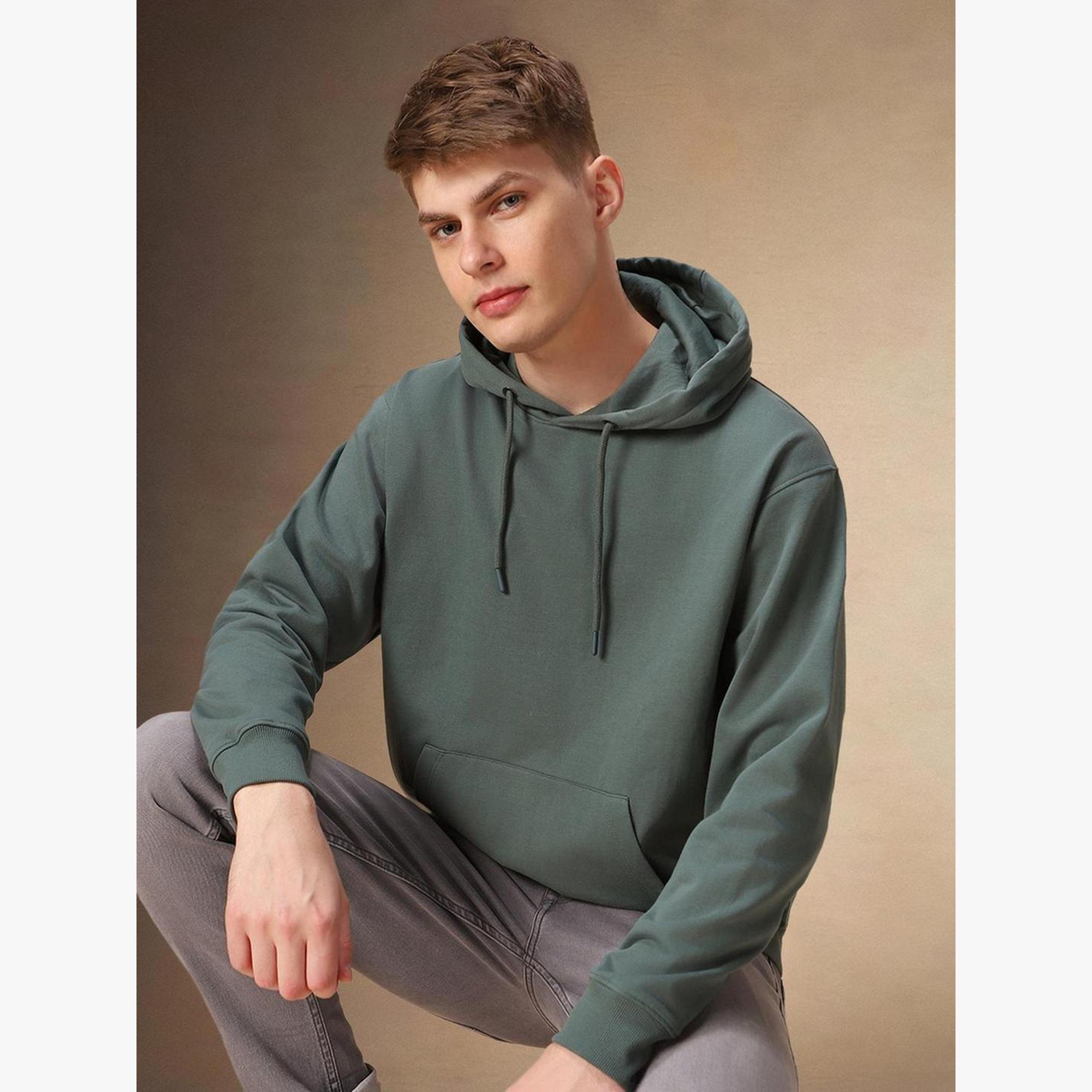 Dennis Lingo Men Olive Green Cotton Hoodie-men-clothing-hoodiesandsweatshirts-image-3