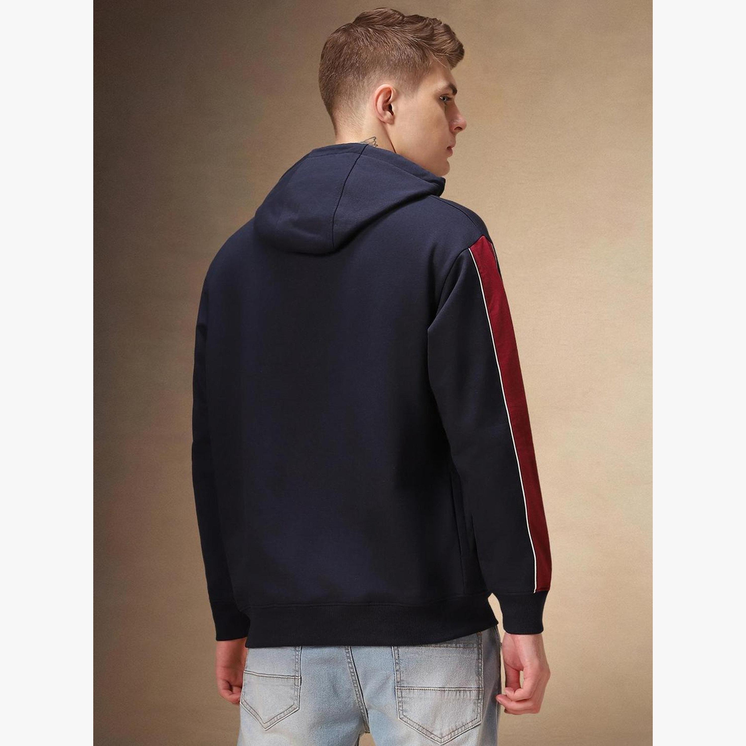 Dennis Lingo Men Navy Blue Striped Sleeve Hoodie-men-clothing-hoodiesandsweatshirts-image-6