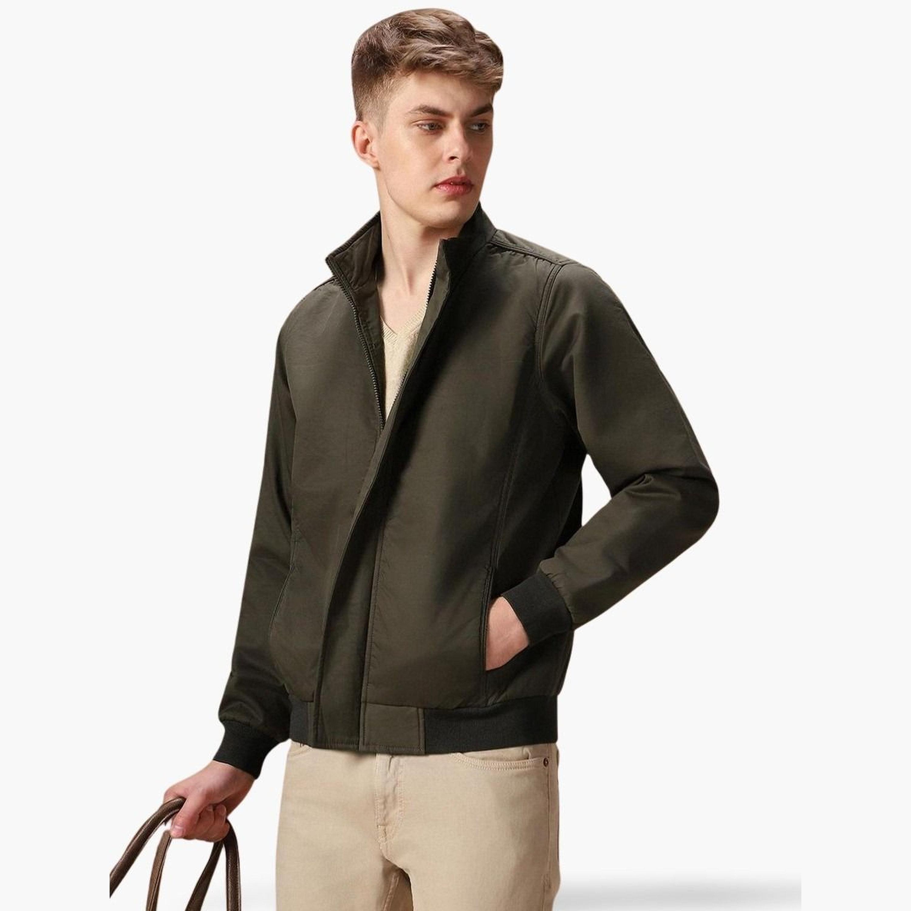 دينيس لينغو - جاكيت بومبر رجالي سادة برقبة عالية وأكمام طويلة وسحاب-men-clothing-jacketsandblazers-jackets-image-1