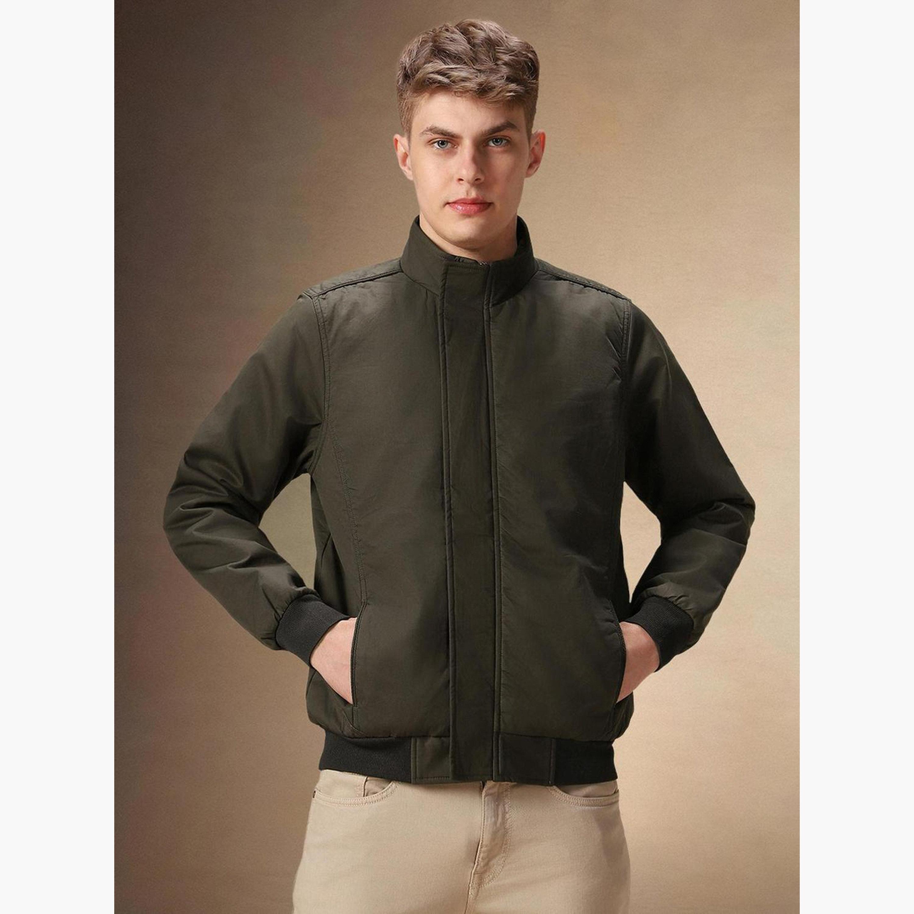 دينيس لينغو - جاكيت بومبر رجالي سادة برقبة عالية وأكمام طويلة وسحاب-men-clothing-jacketsandblazers-jackets-image-5
