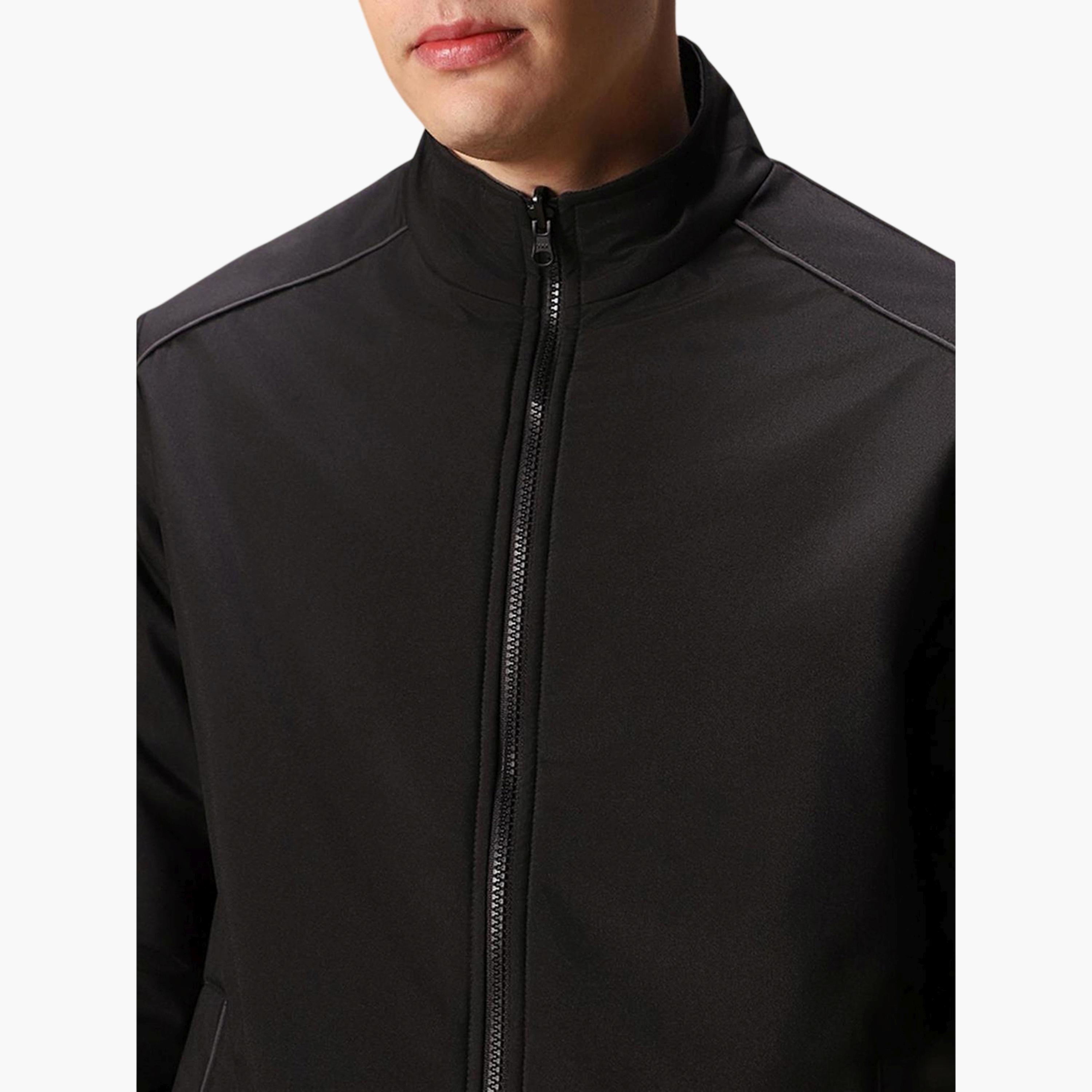 Dennis Lingo X Styli Men Black Zip-Up Solid Bomber Jacket-men-clothing-jacketsandblazers-jackets-image-6