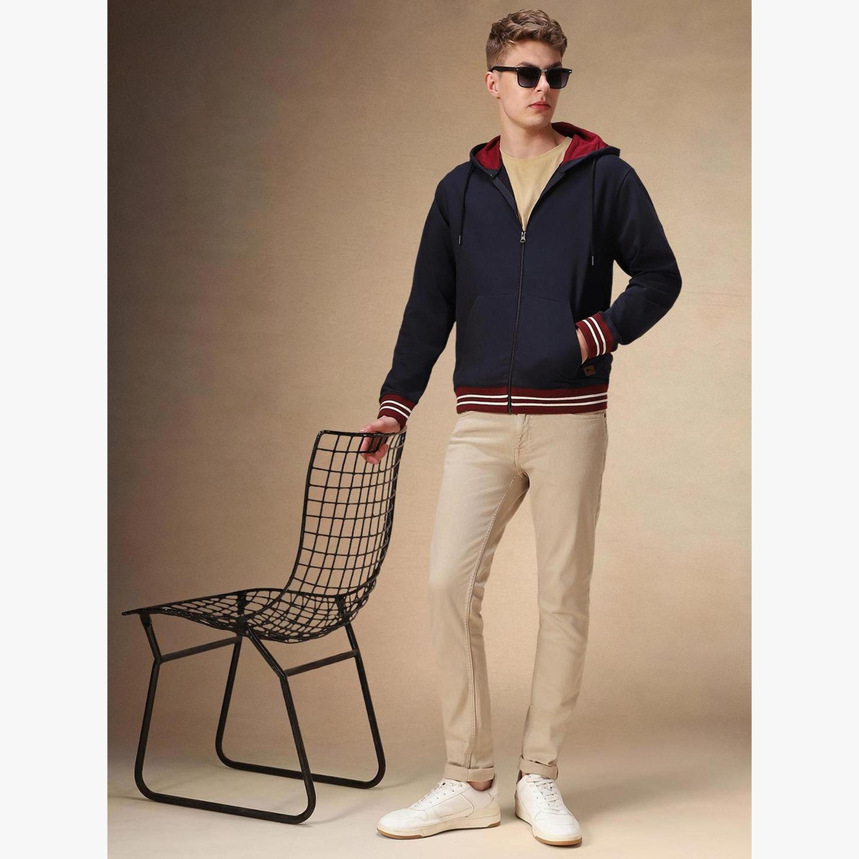 Dennis Lingo Men Navy Blue Striped Zip-Up Sweatshirt-men-clothing-hoodiesandsweatshirts-image-2
