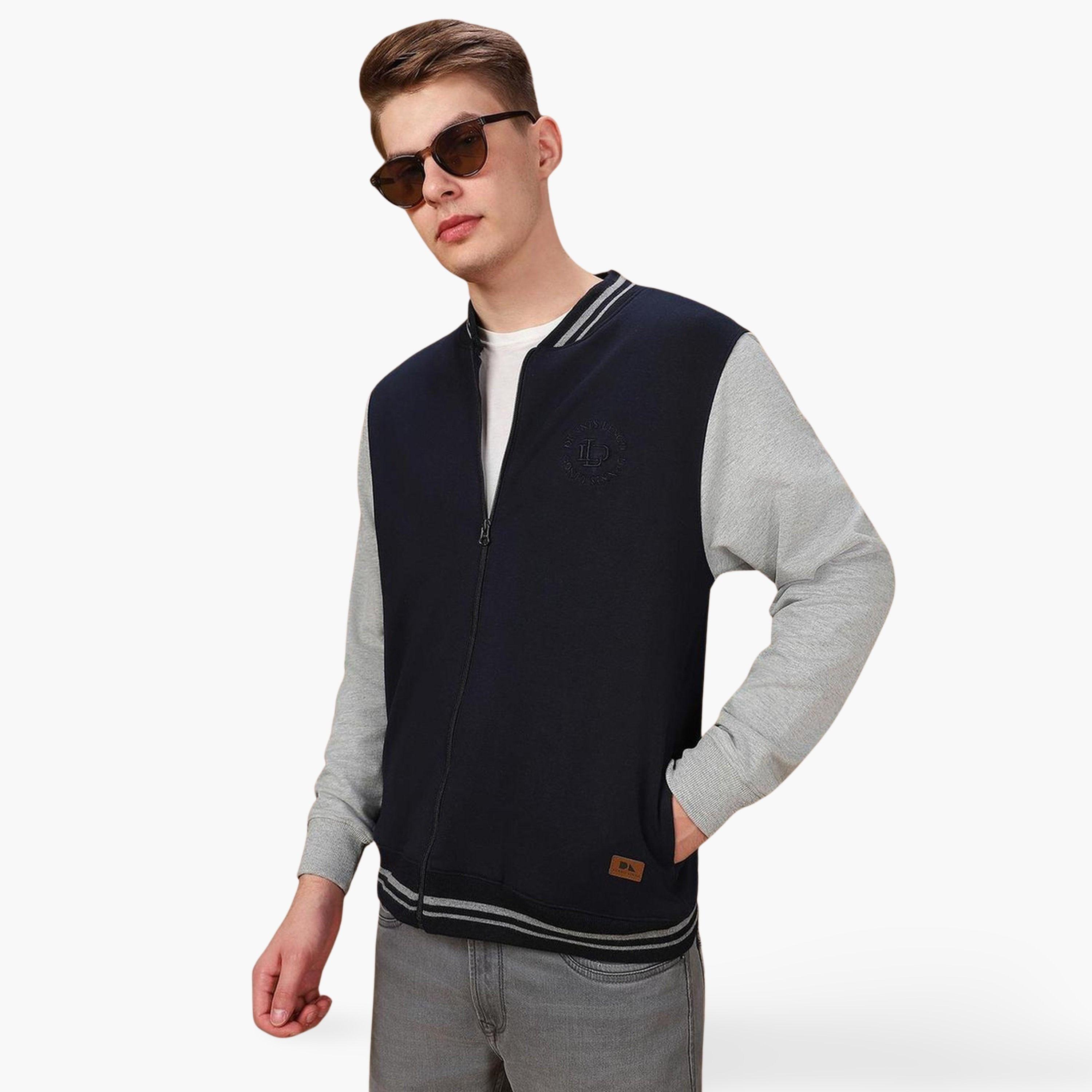 Dennis Lingo Men Navy Blue Color Block Varsity Jacket-men-clothing-jacketsandblazers-jackets-image-1