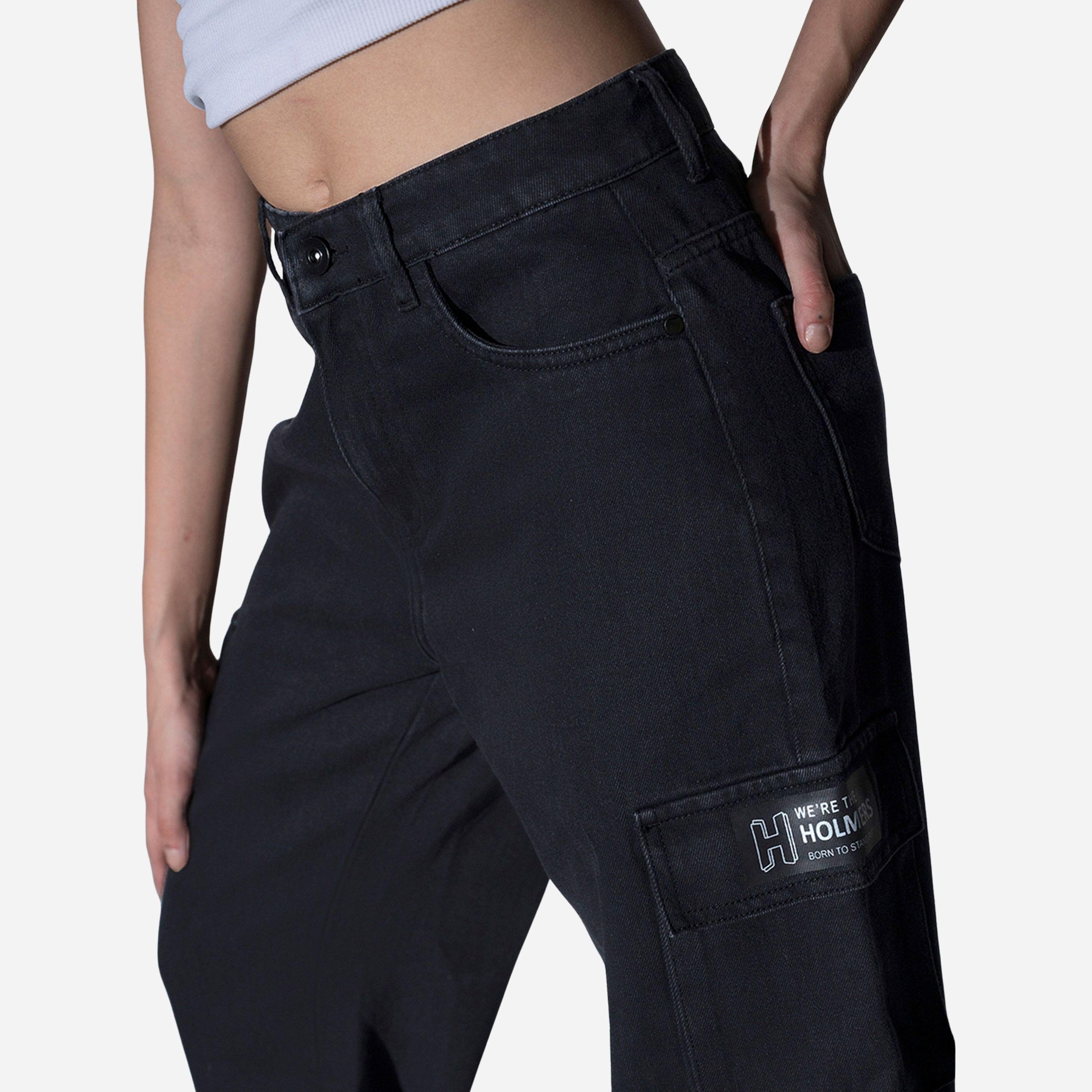 هابيرهولم - بنطال جينز نسائي لون أسود بخصر عالٍ وقصة عادية-women-clothing-bottoms-jeans-image-4