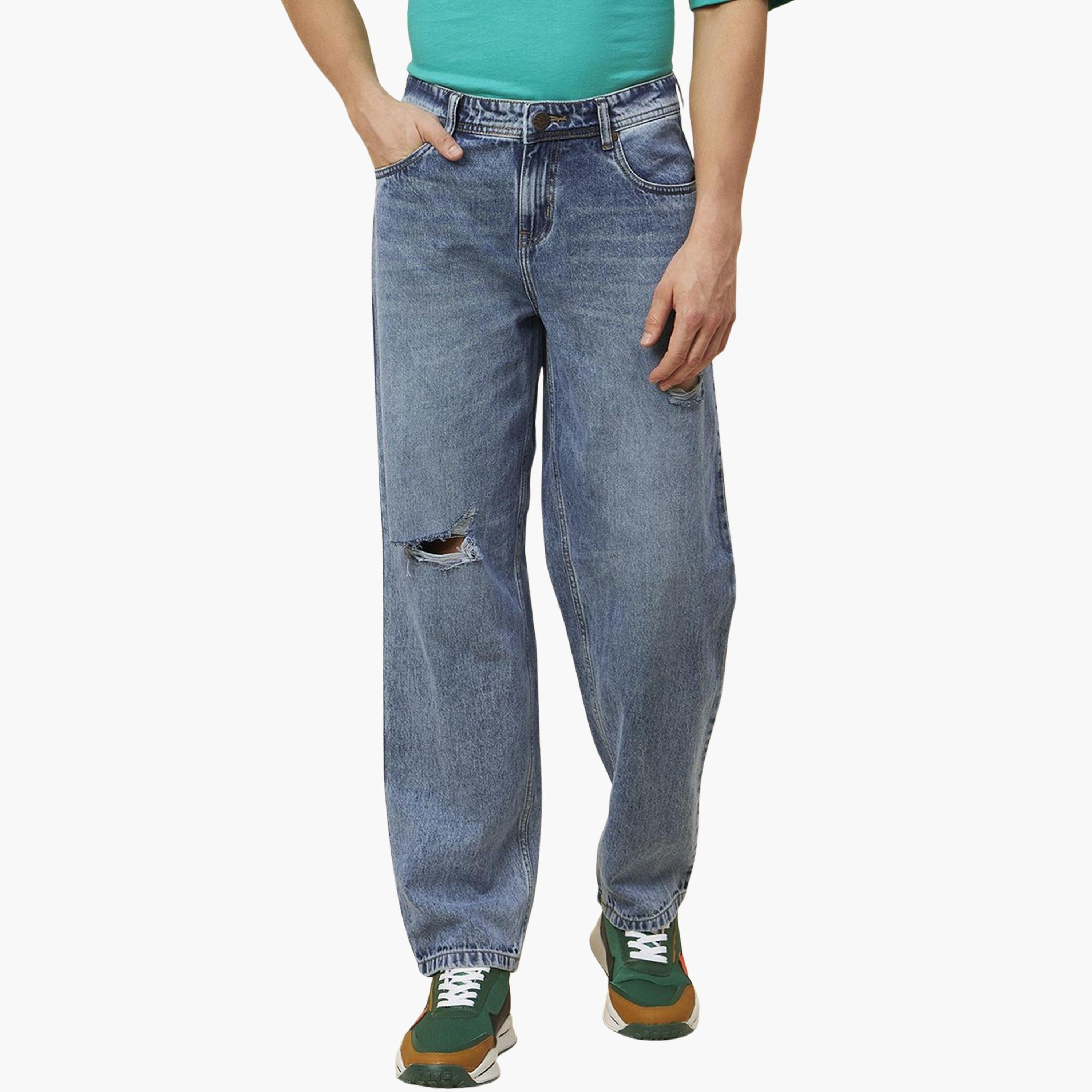 هاي ستار - بنطال جينز فضفاض متوسط ​​الارتفاع من القطن الخالص-men-clothing-bottoms-jeans-image-1