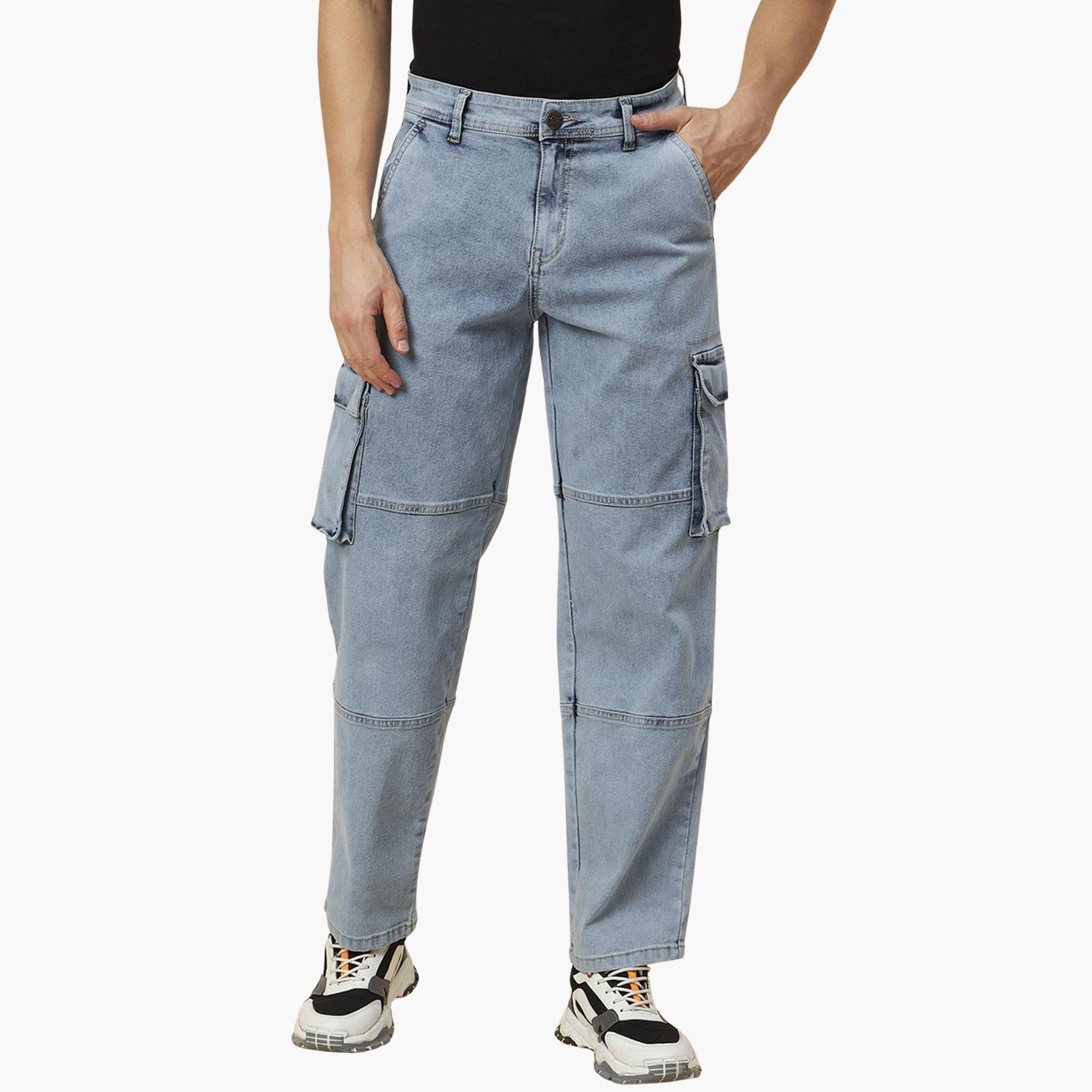 هاي ستار - بنطال جينز كارجو باهت بقصة مريحة وخصر مرتفع-men-clothing-bottoms-jeans-image-1