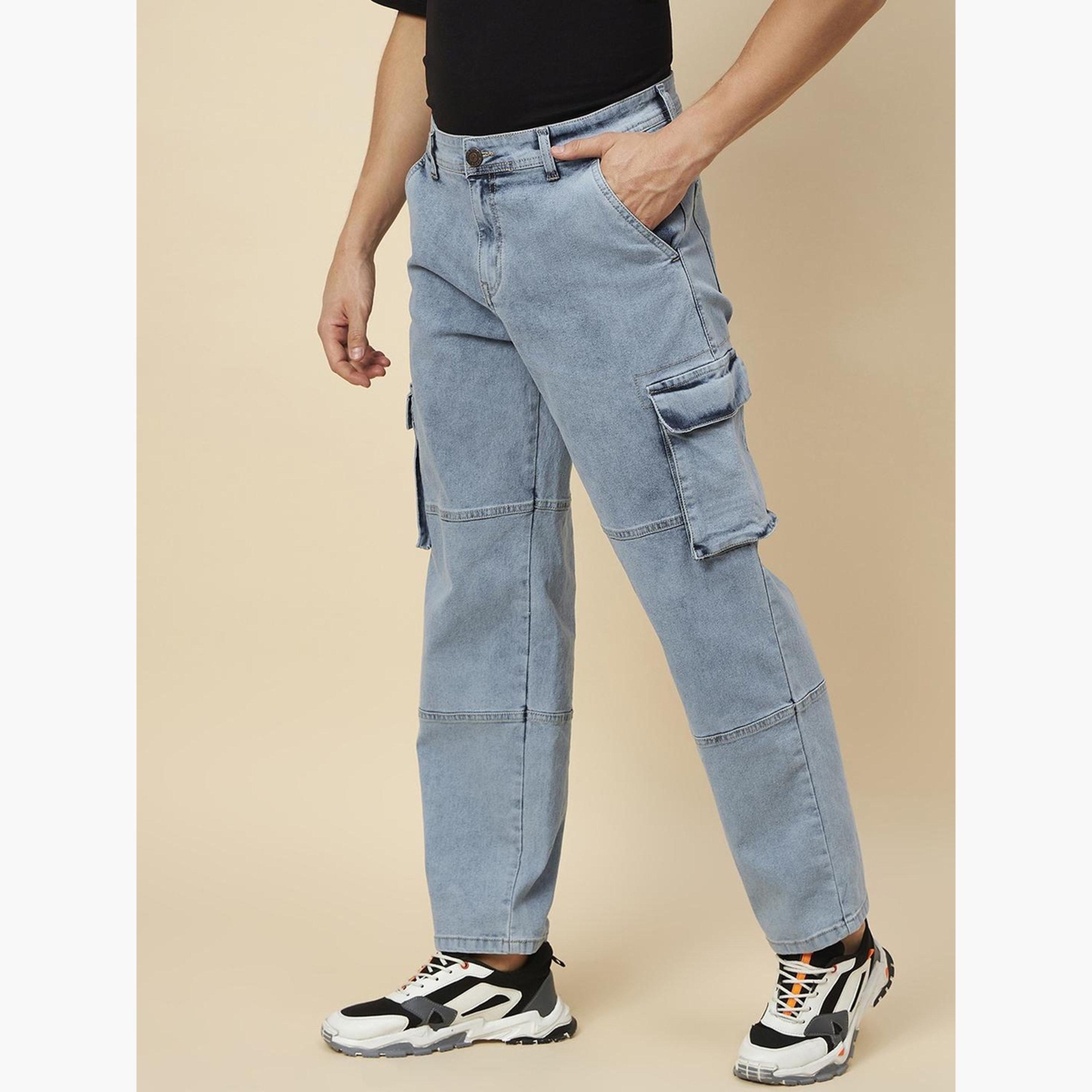 هاي ستار - بنطال جينز كارجو باهت بقصة مريحة وخصر مرتفع-men-clothing-bottoms-jeans-image-3